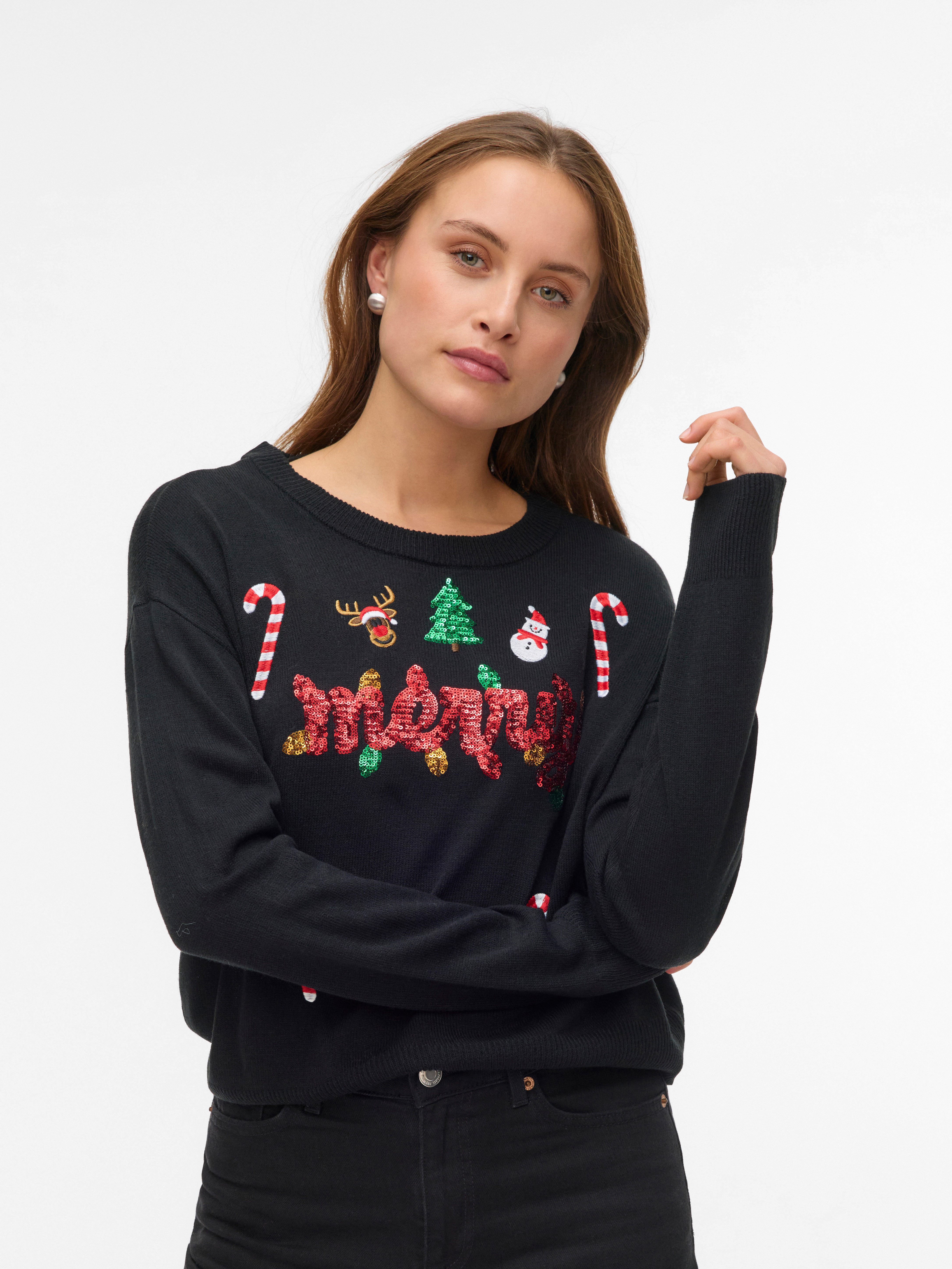 Vero Moda Weihnachtspullover VMGLITTER LS O-NECK XMAS BOX