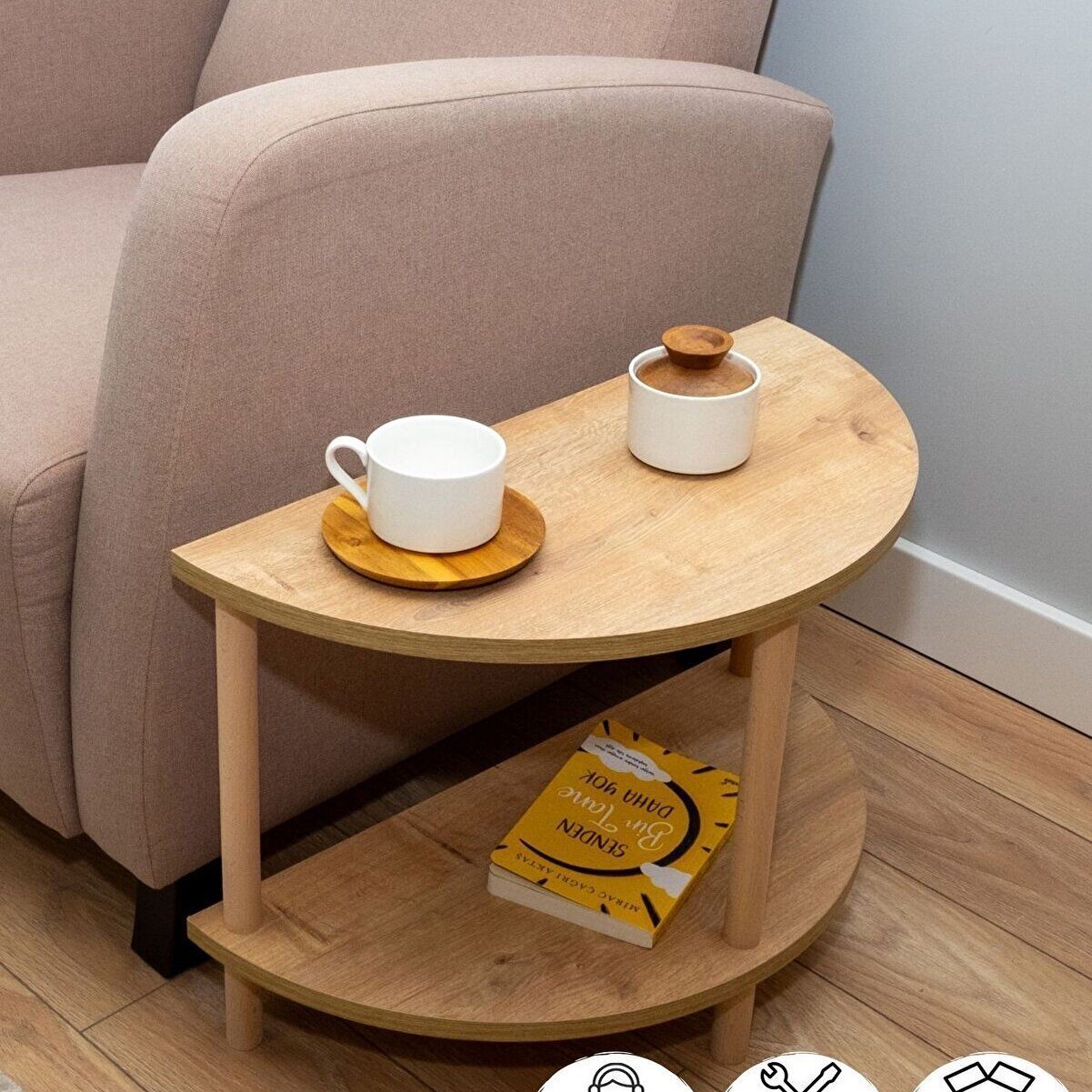 en.casa Beistelltisch (1-St), Halbrunde Form 91332097