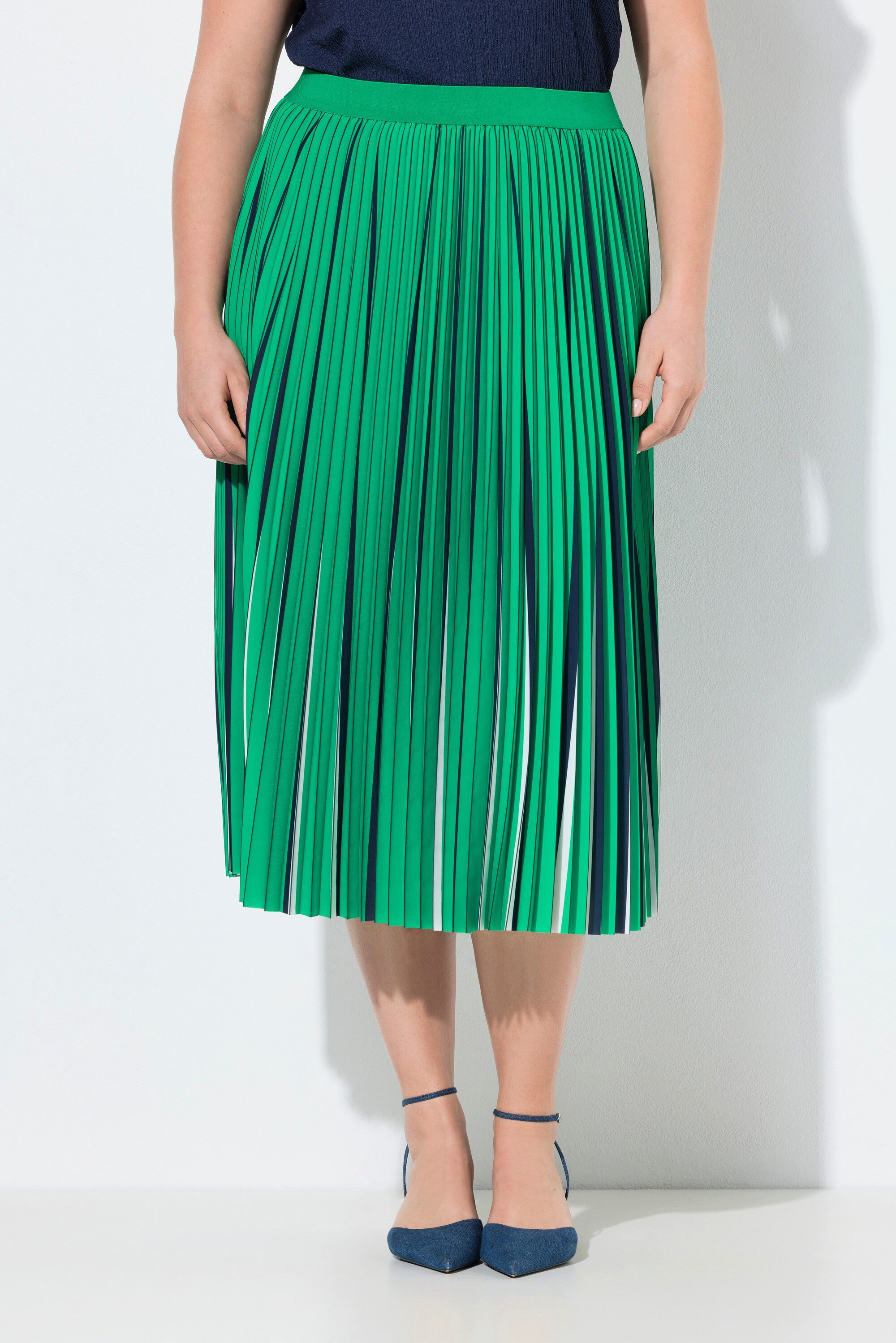 Ulla Popken Plisseerock Plisseerock bedruckt A-Linie Elastikbund