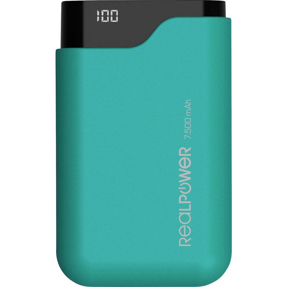 Realpower RealPower PB-7500C Powerbank 7500 mAh Li-Ion Grün Statusanzeige Powerbank 7500 mAh