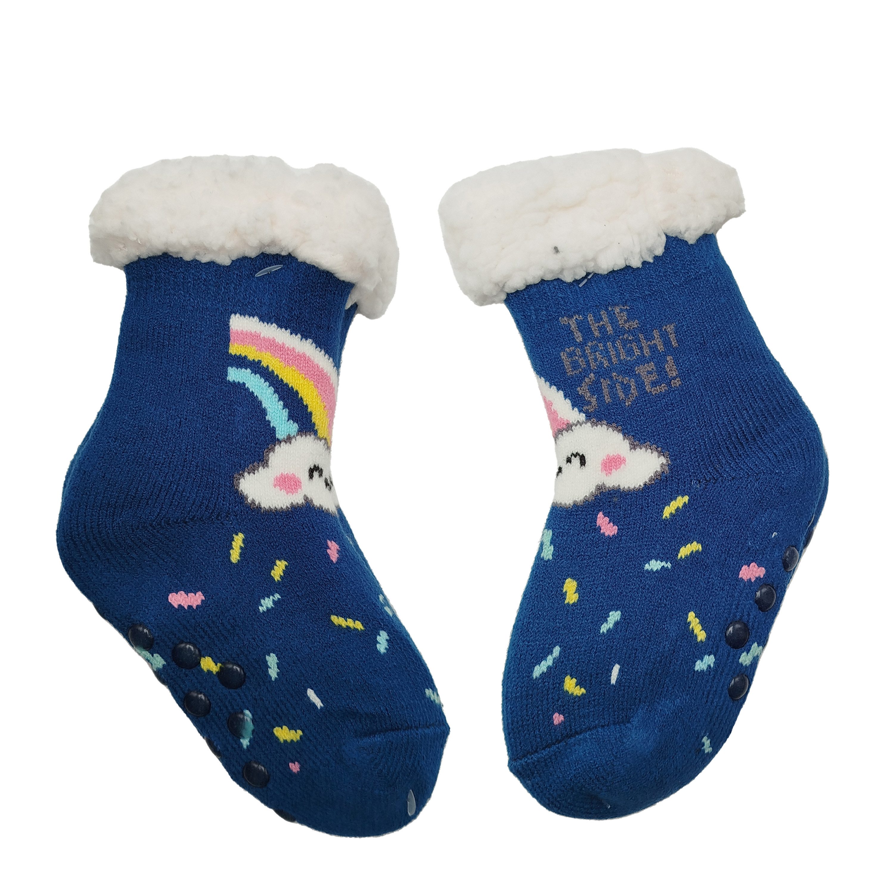 Frostfighter Haussocken Mädchen Hüttensocken mit ABS Stoppersohle (1-Paar) Hüttenschuhe, Wolkenfutter, dicke sehr warme gefütterte Socken