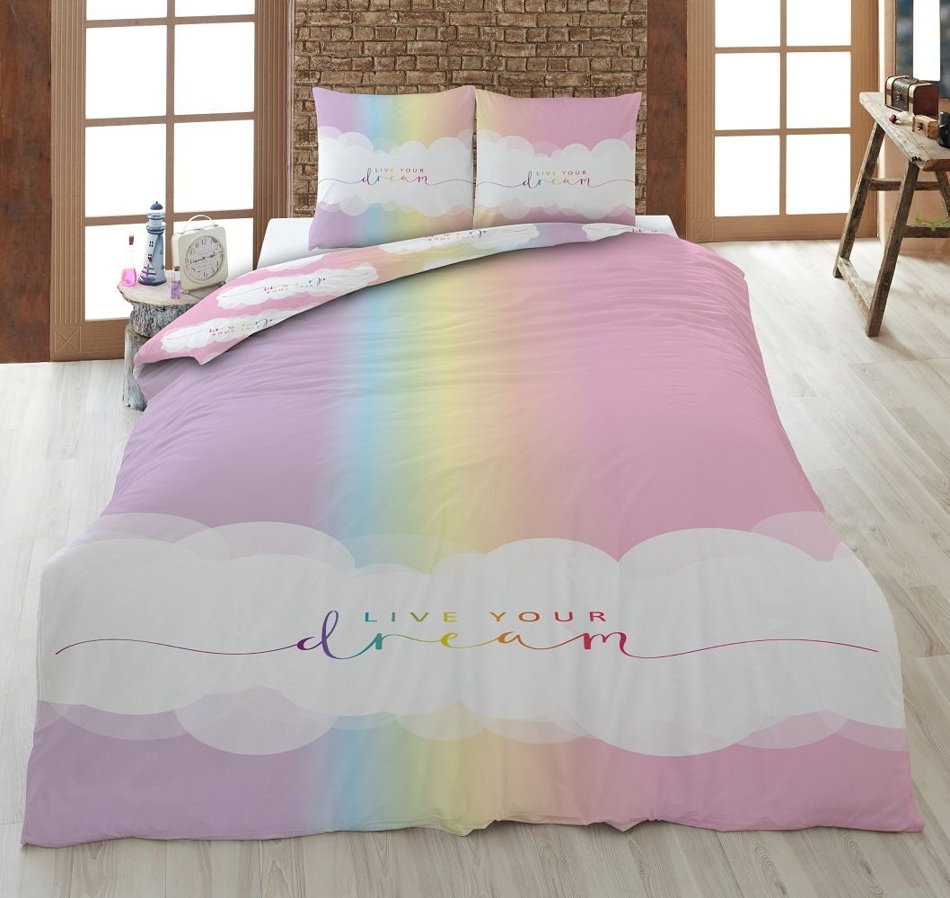 Familando Kinderbettwäsche Regenbogen Tagträumer 135x200 + günstig online kaufen