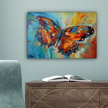 OneMillionCanvasses® Leinwandbild Schmetterling - Farben - Kunst - Malerei, (1 St), Wandbild Leinwandbilder, Aufhängefertig, Wanddeko, 30x20 cm