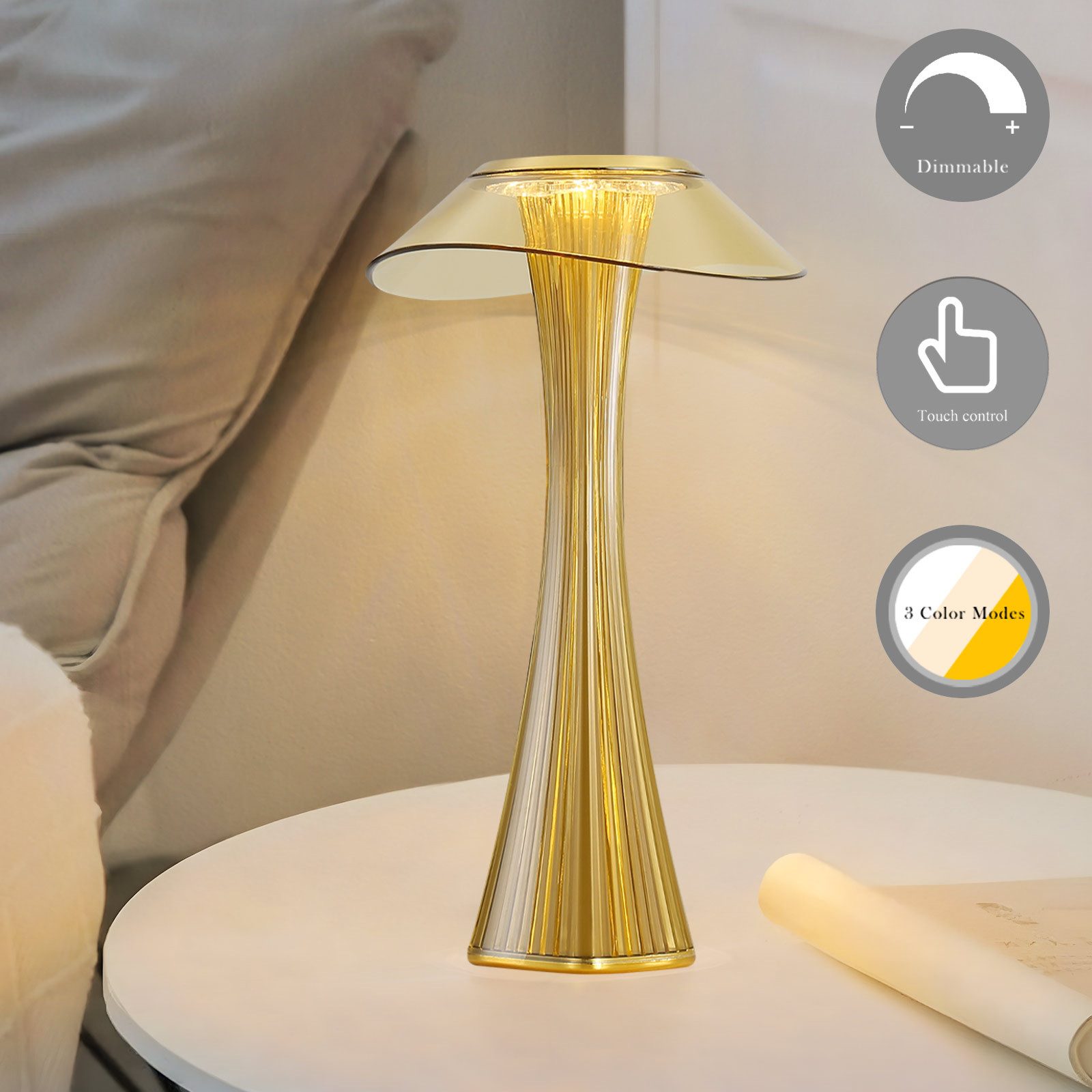 Nettlife LED Nachttischlampe Dimmbar Modern USB mit 3 Helligkeitsstufen Tis günstig online kaufen