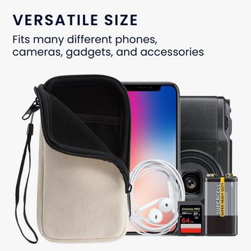 kwmobile Handyhülle Handy Tasche für Smartphones XL - 6,7/6,8" Hülle, Canvas Handyhülle mit Mikrofaser Inlay in Creme