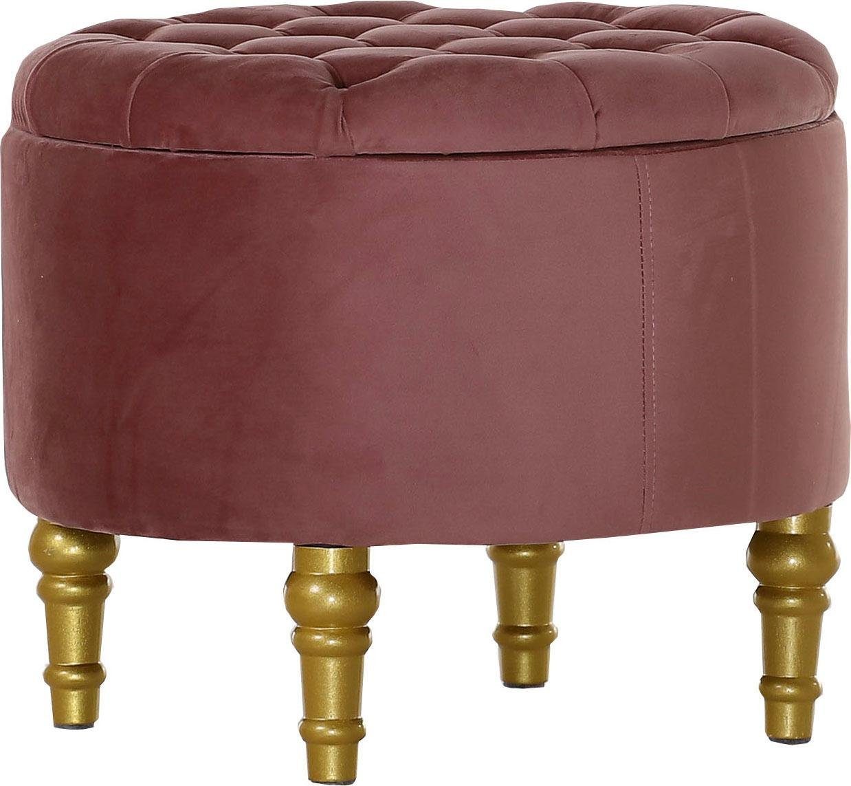 Leonique Табуретки Gent, aus Samtvelours, mit gedrechselten Standfüßen in gold, mit Staufach