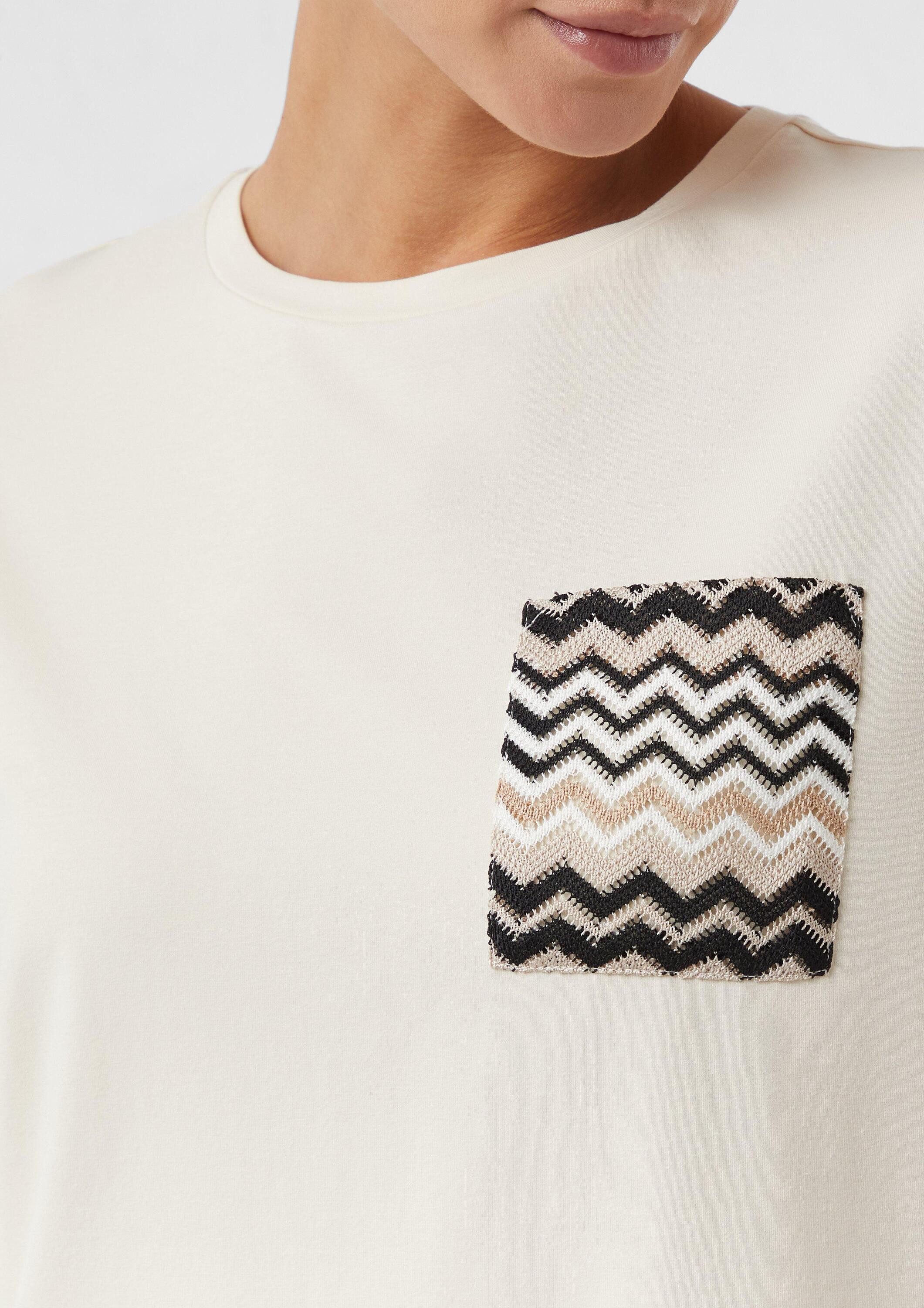 comma Kurzarmshirt T-Shirt Jersey-T-Shirt mit Brusttasche
