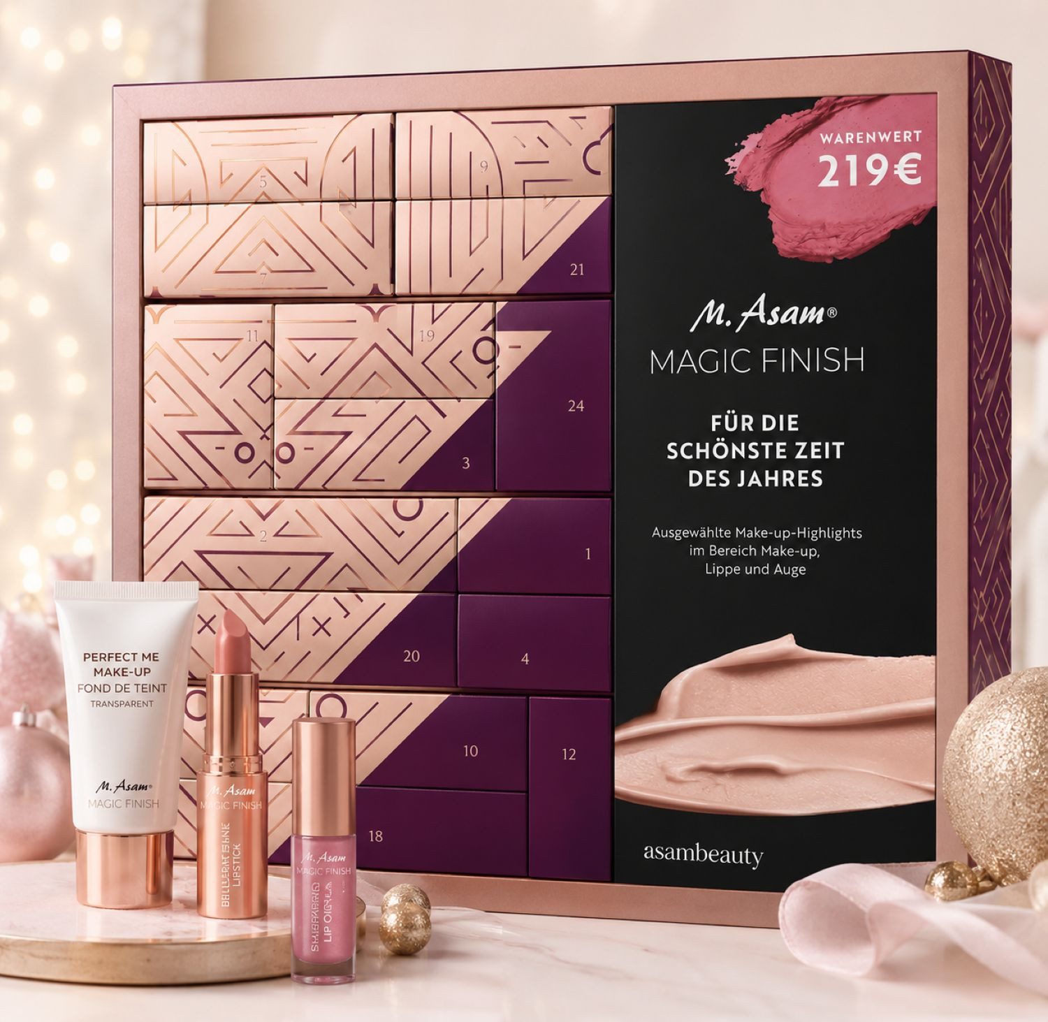M. Asam Kosmetik-Adventskalender Magic Finish Exklusive Make-Up Limitiert Schönste Zeit, Kalender mit 24 Türchen