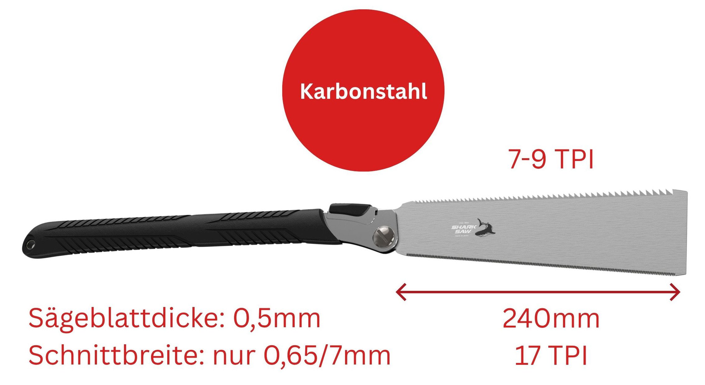 FAMEX Japansäge 5523 Profi Klappsäge (Handsäge), Karbonstahl, 7-9/17 TPI, Made in Japan