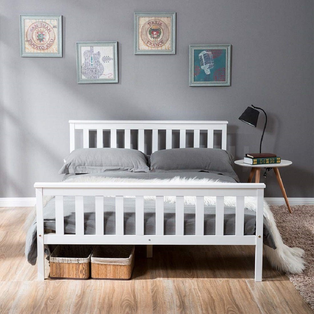 Flieks Massivholzbett, Doppelbett Kinderbett Jugendbett 140x200cm Kiefer Weiß – Bild 2 von 5