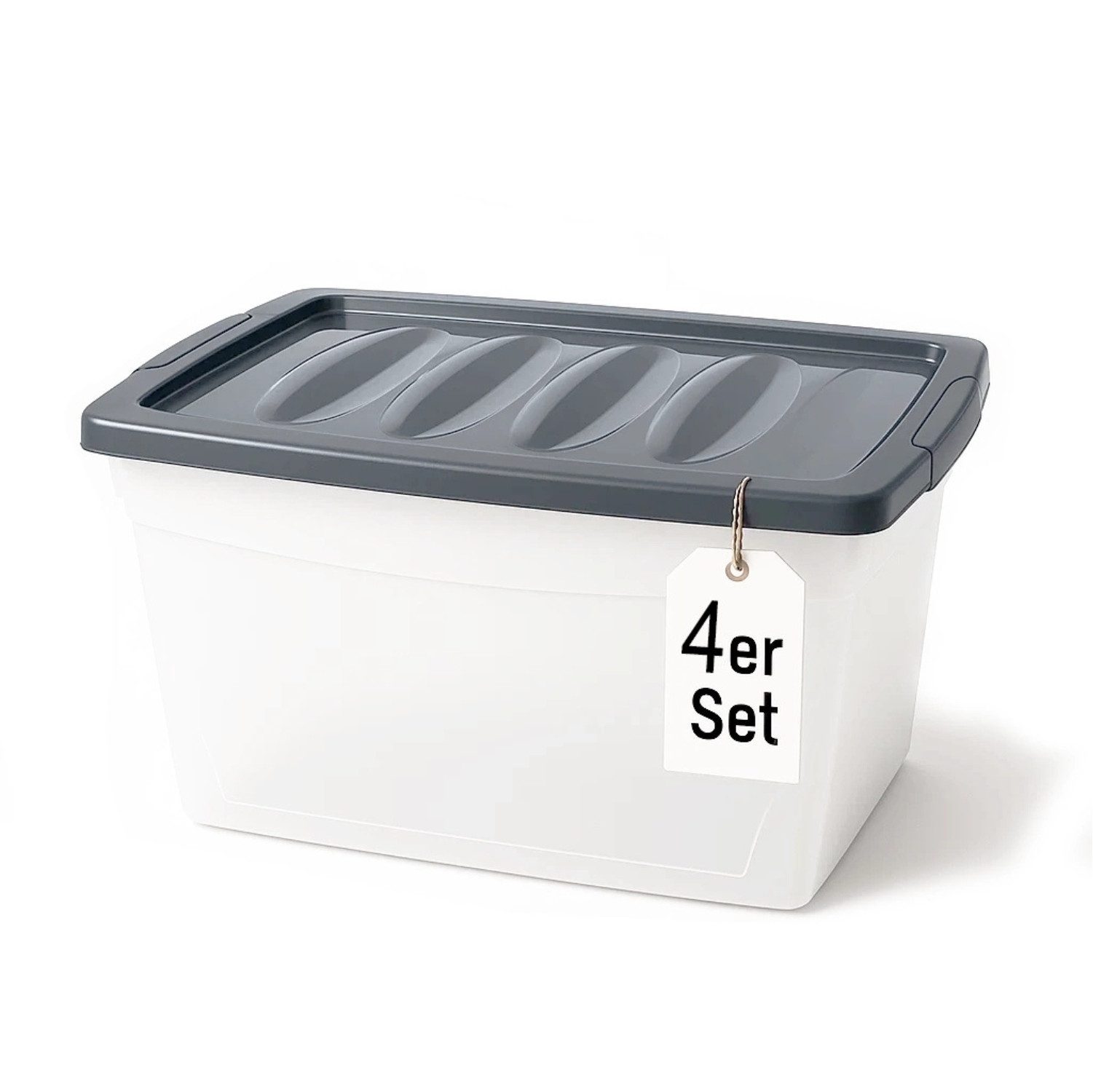 BigDean Aufbewahrungsbox 4x 60 L Plastikboxen mit Deckel groß Budget Kunsts günstig online kaufen