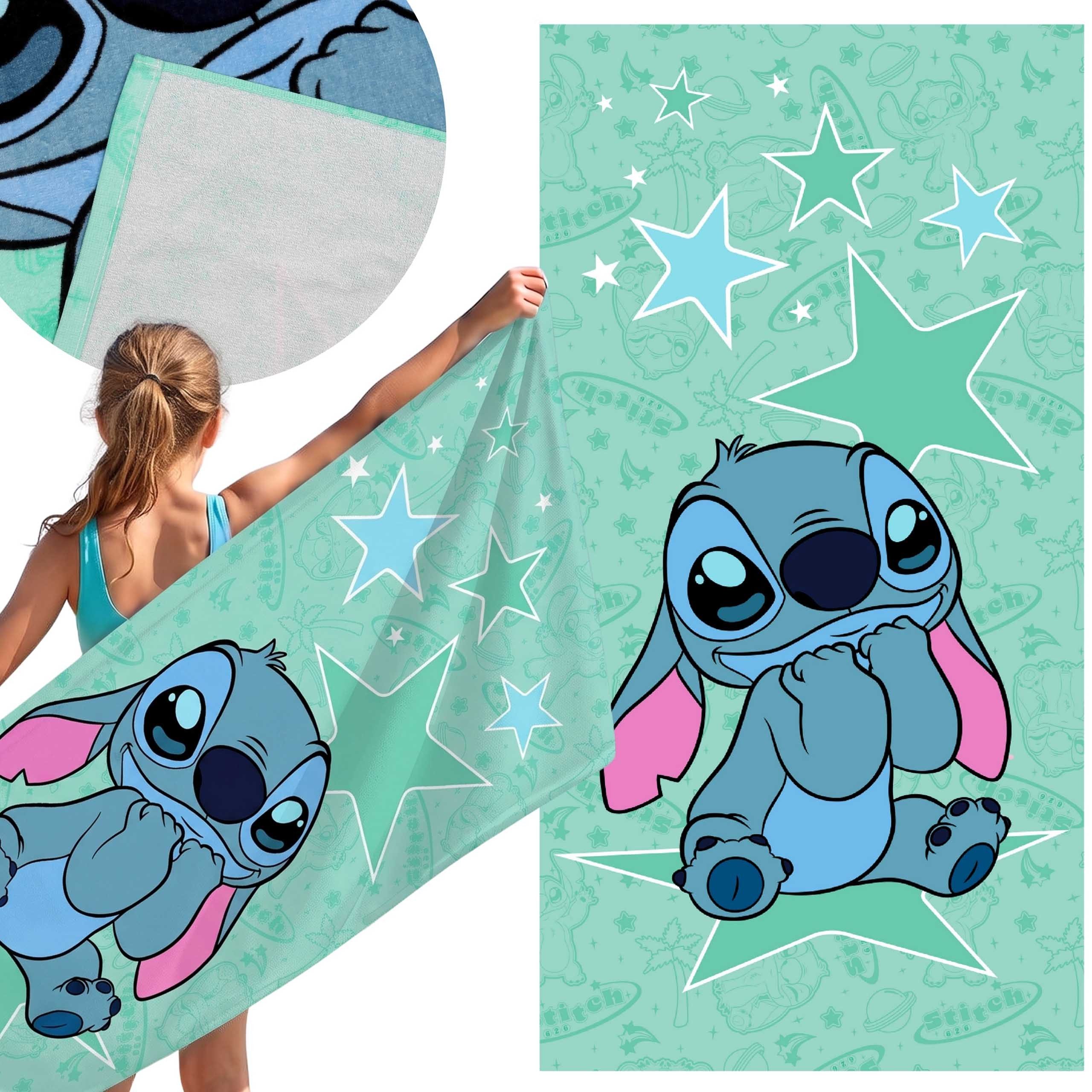 Sarcia.eu Badetücher Disney Stitch, Badetuch aus Baumwolle, 70 × 140 cm