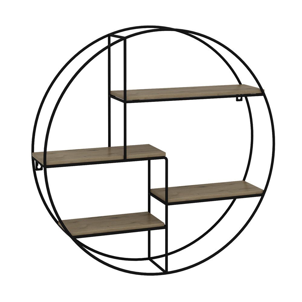 Vicco Wandregal Hängeregal rund FYRK Eiche/Schwarz