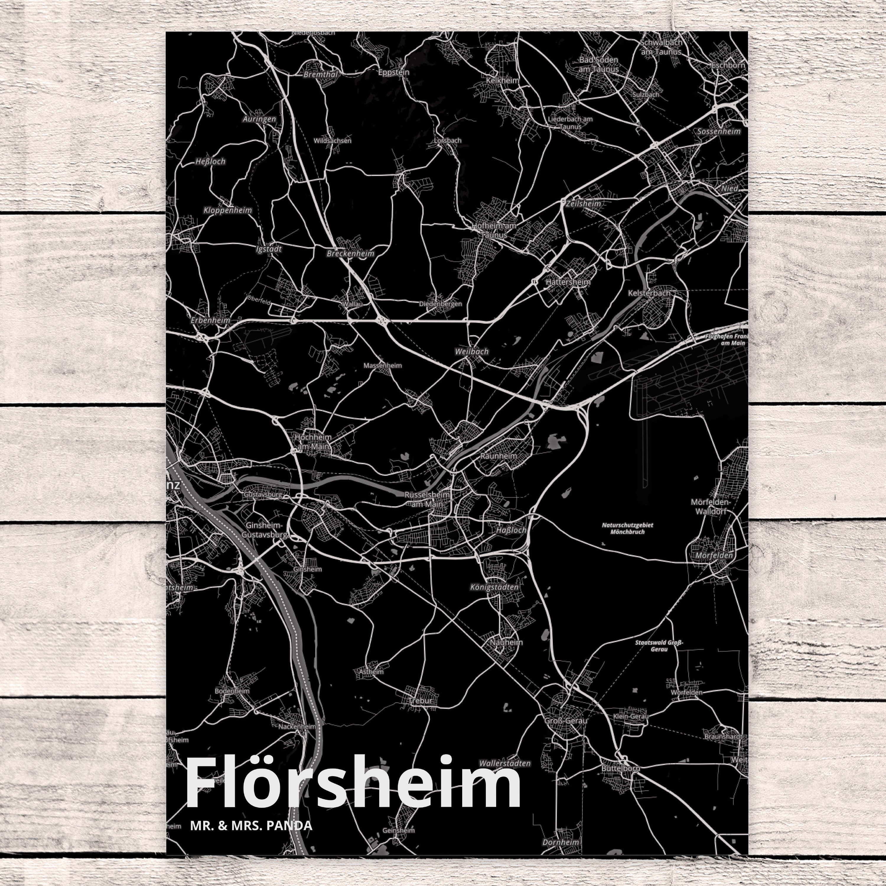 Postkarte Flörsheim Geschenk, Stadt & - Mr. Mrs. Einladung, Städte, Panda Karte, Ansichtskarte,