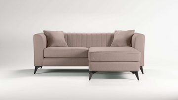 Places of Style Ecksofa MATTHEW B/T/H: 201/162/74 cm, ideal für kleine Räume, L-Form, feine Steppung im Rücken, incl. Zierkissen