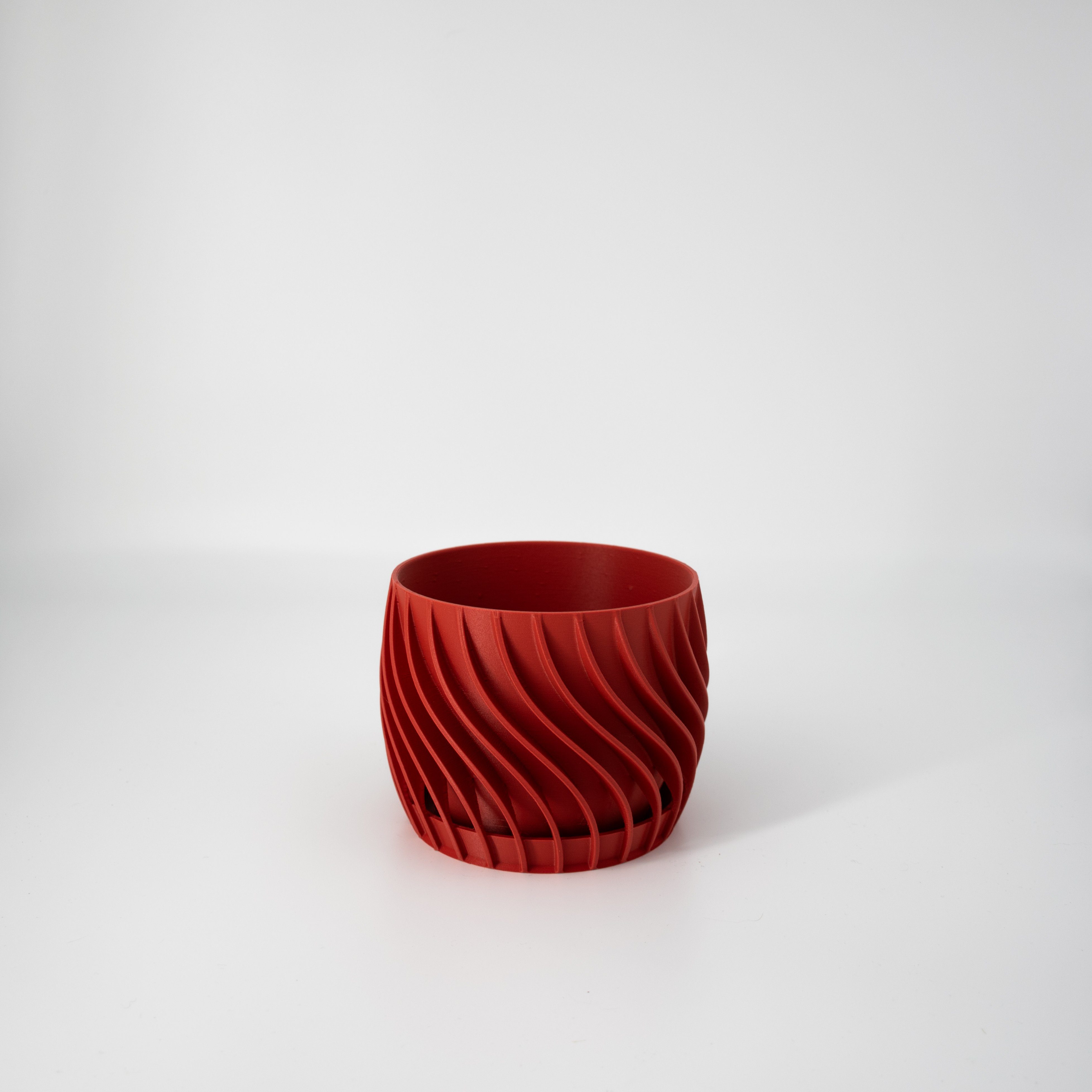 Blumentopf mit Unterteller, integriertem 100% 3D-Druck terracotta (rot) - Blumentopf mit (Einzelmodell, plate Decorations Shapes Blumentopf Spiraloptik 1 integriertem pot x Untersetzer), the -