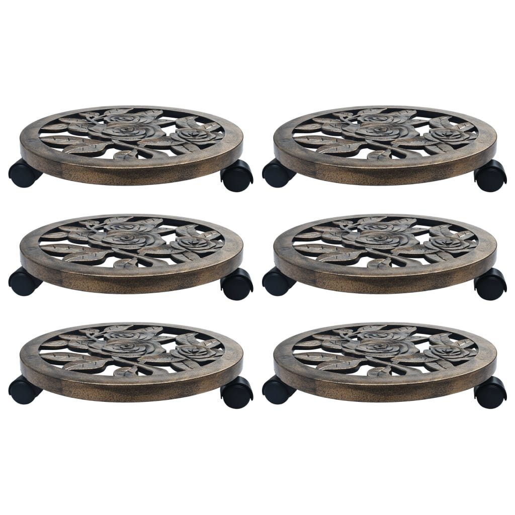 Blumenständer Pflanzenroller 6 Stk. Bronze 38 cm Kunststoff