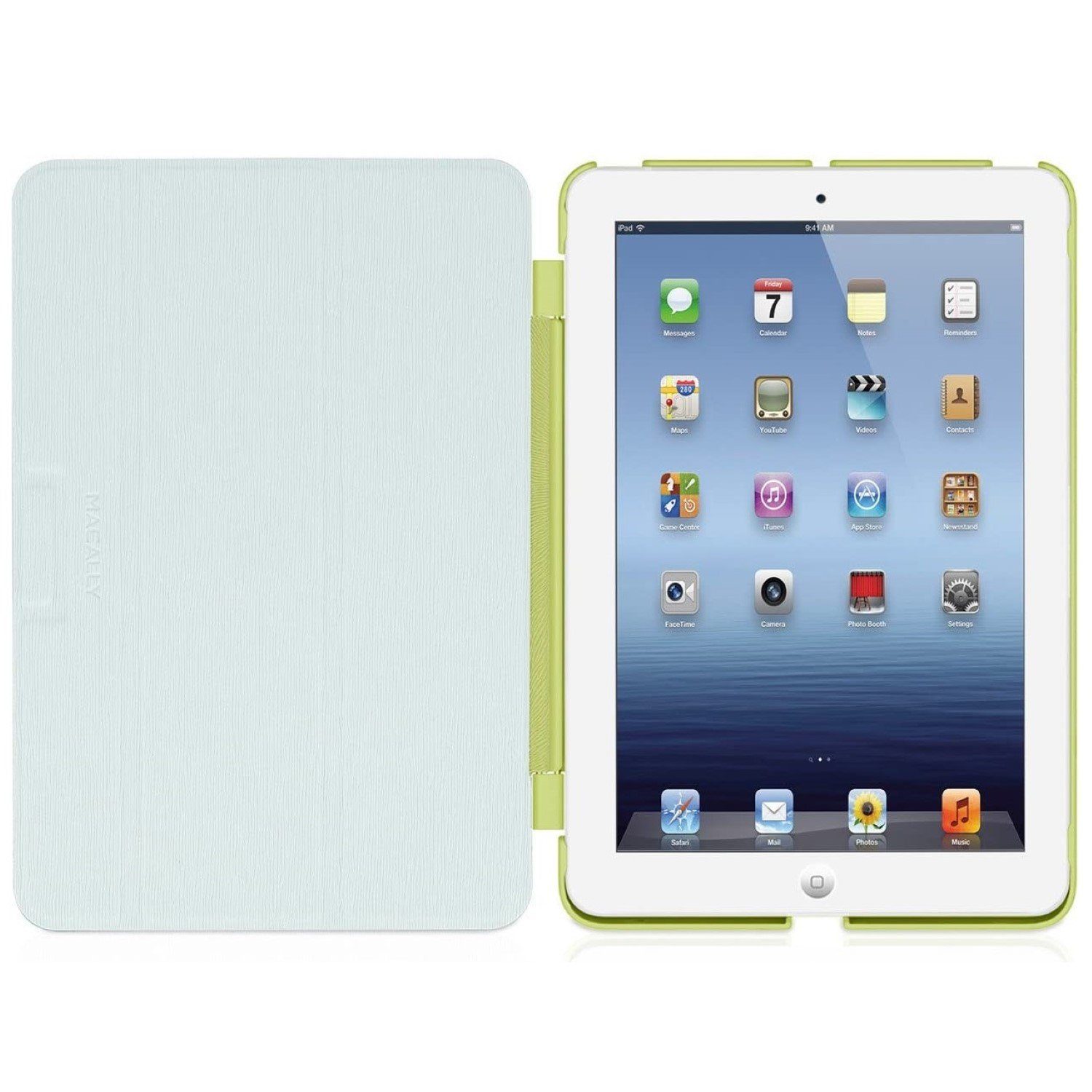 Macally Tablet-Hülle Klapp-Tasche Cover Ständer Schutz-Hülle Grün, Smart Folio für Apple iPad mini 1 2 3 Gen, Stand-Funktion, leicht