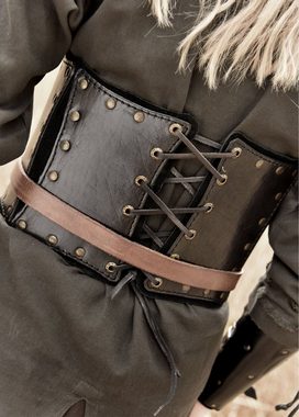 Battle Merchant Ritter-Kostüm Unterbrust-Corsage schwarz, aus Leder