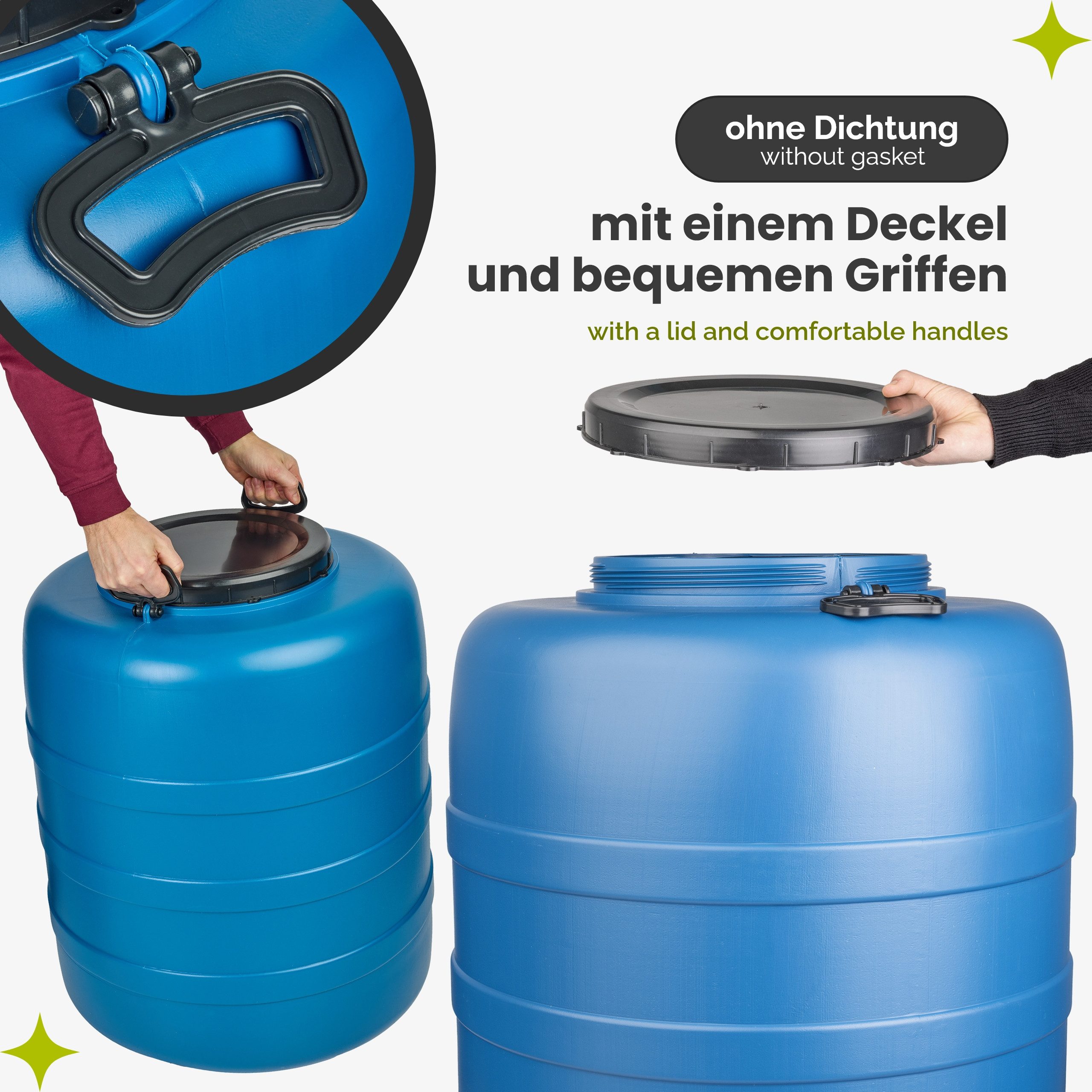 Garronda Regentonne 160 L Weithalsfass aus HDPE Kunststofffass und Wasserbehälter GD-0186, 160 l, (1-tlg., mit Hahn)