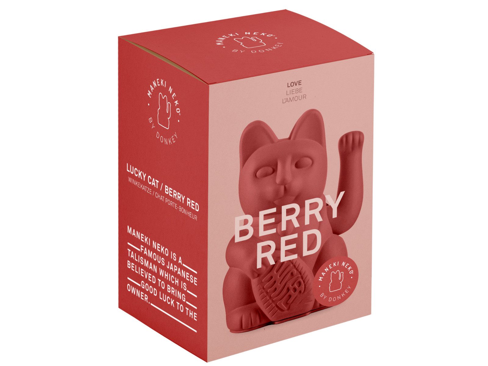 Donkey Products Dekofigur Lucky Cat Classic Winkekatze berry red 15cm