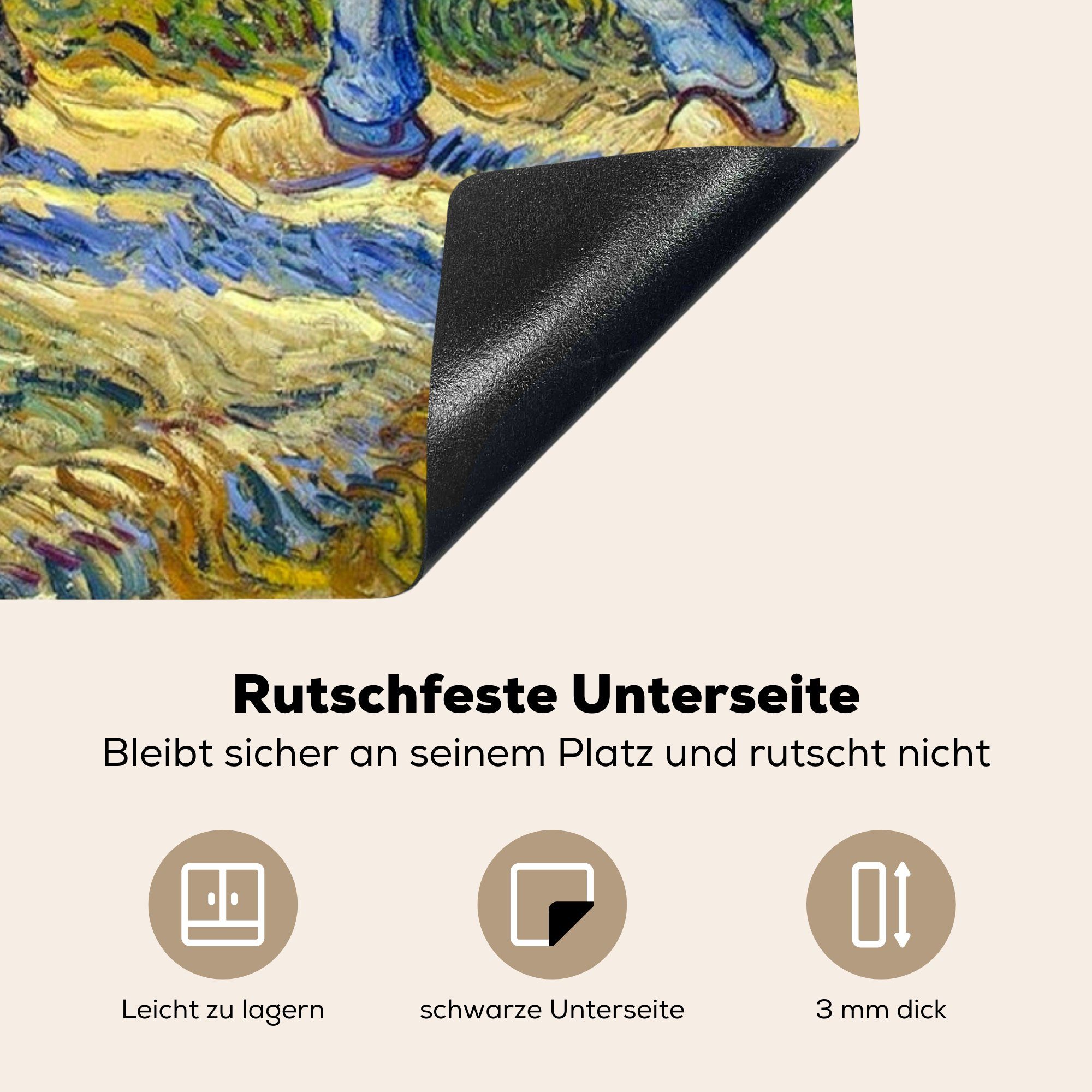 tlg), (1 dem für Herdblende-/Abdeckplatte Weg Vincent Gemälde Bauernpaar von - Gogh, auf 78x78 Arbeitsplatte Vinyl, Arbeit cm, zur MuchoWow van Ceranfeldabdeckung, küche