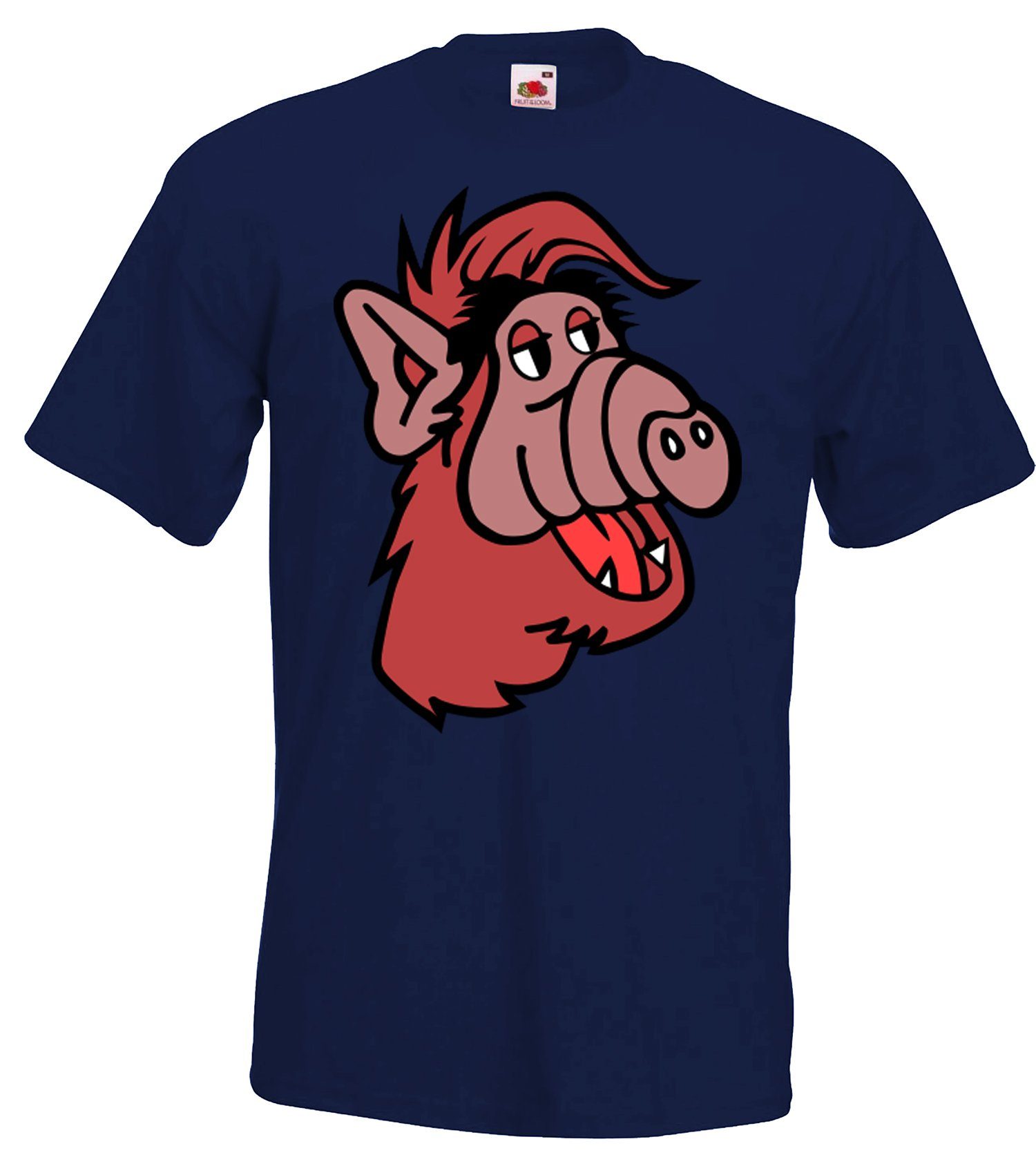 T-Shirt Herren mit Youth Navyblau trendigem Frontprint T-Shirt Designz Alf