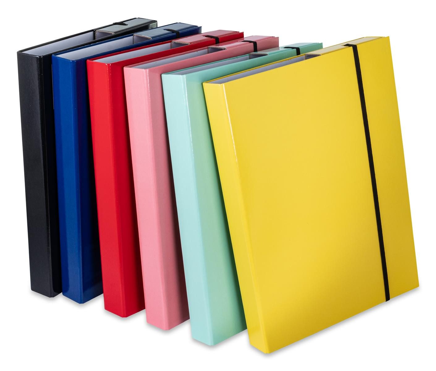 Hefter 6 Heftboxen / DIN A4 / aus Pappe / 6 Farben