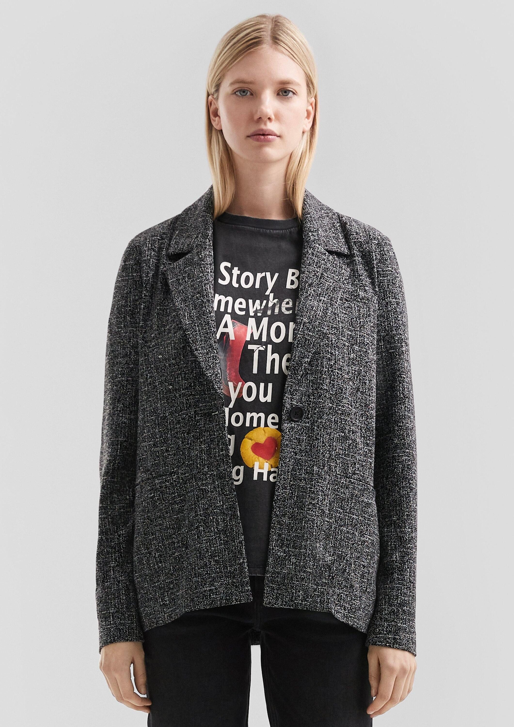 QS Jackenblazer Indoor-Blazer Melierter Blazer aus Interlockjersey