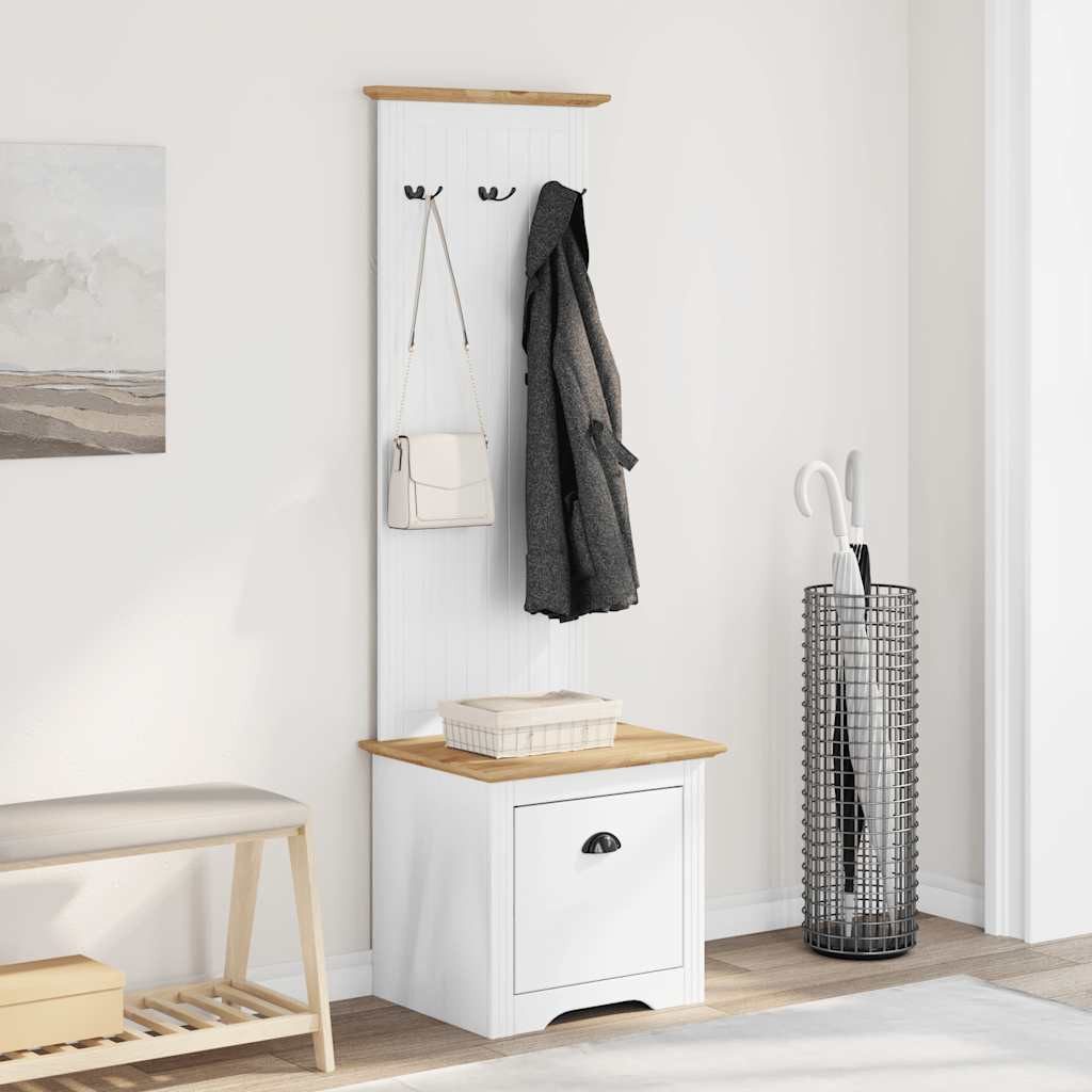 vidaXL Sitzbank Flurschrank mit Haken BODO Weiß und Braun 50x40x157 cm