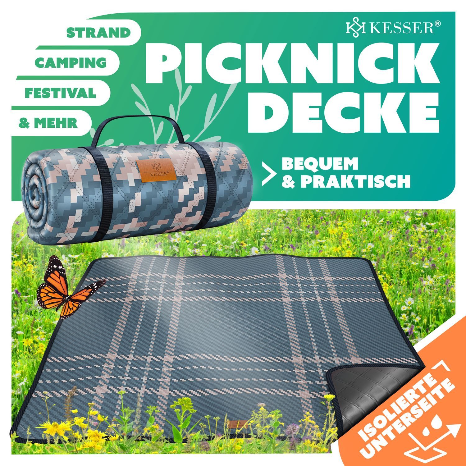 Picknickdecke, KESSER, Stranddecke Outdoor Decke XXL