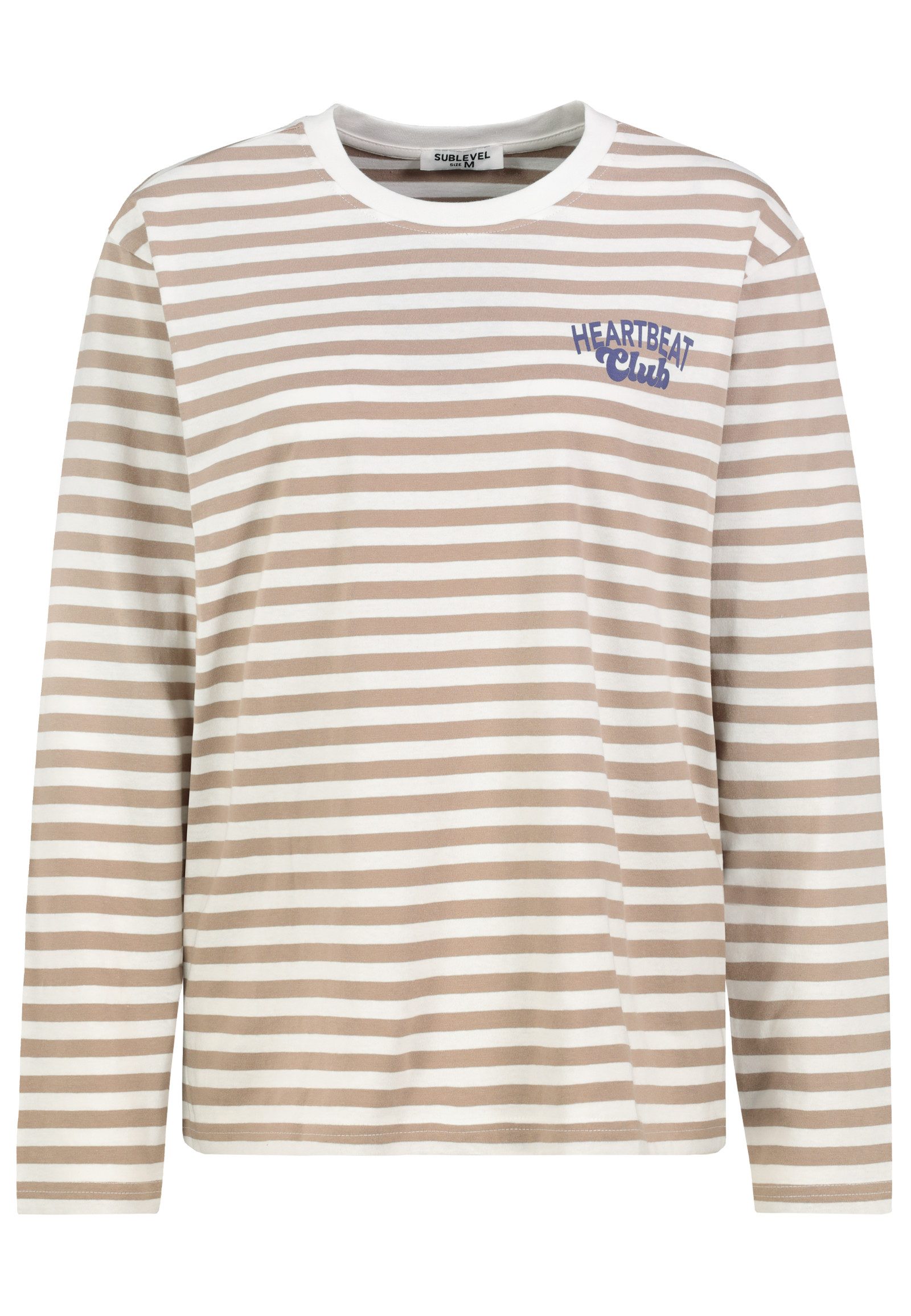 SUBLEVEL Langarmshirt Damen Shirt mit Streifen und Print langarm, lockerer günstig online kaufen