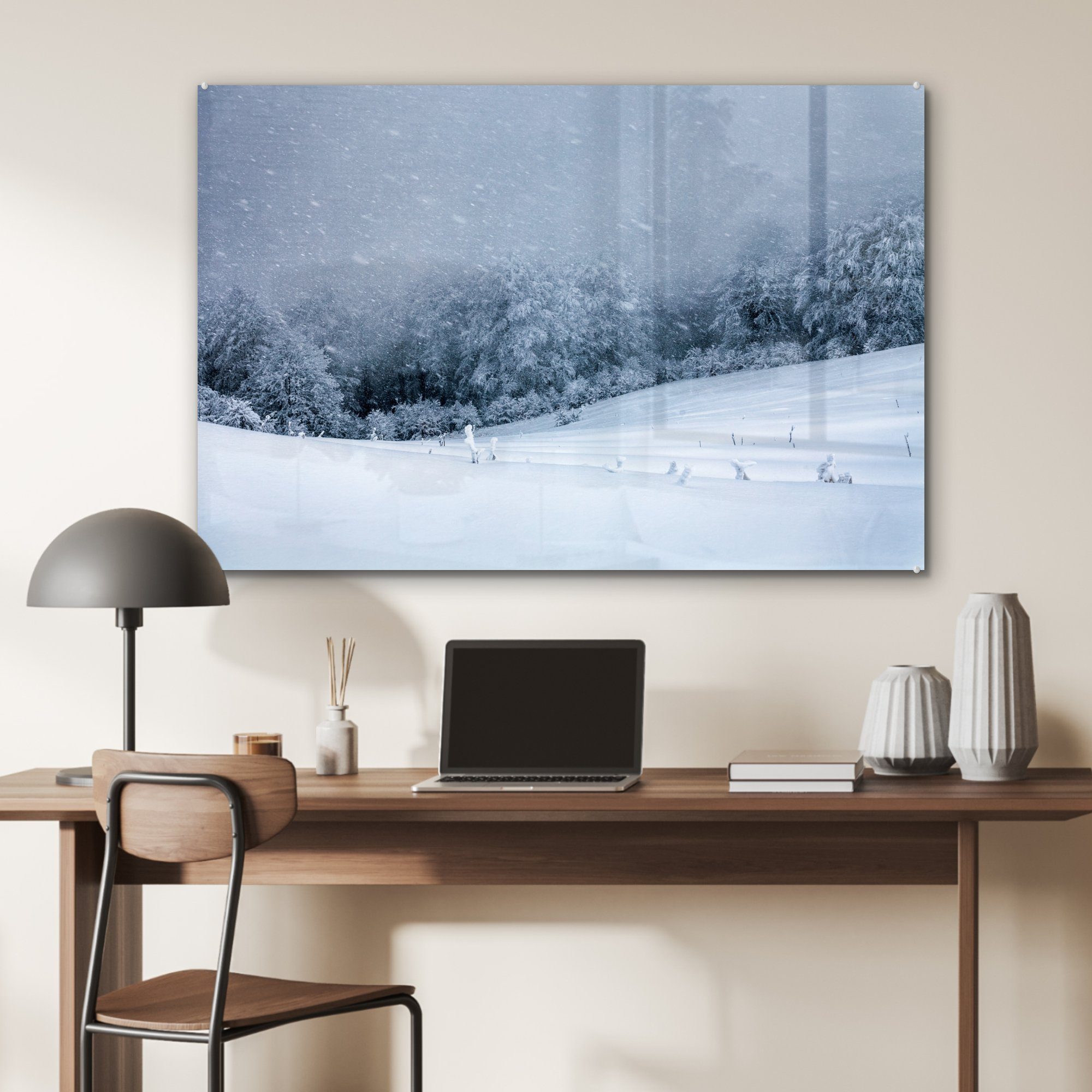 MuchoWow Acrylglasbild Berg mit Schnee, St), Acrylglasbilder Wohnzimmer (1 Schlafzimmer &