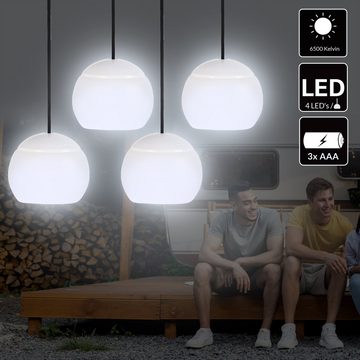 monzana Hängeleuchte, Hängelampe, LED, tageslichtweiß, 4er Set Batteriebetrieben LED Inklusive Haken Campinglampe