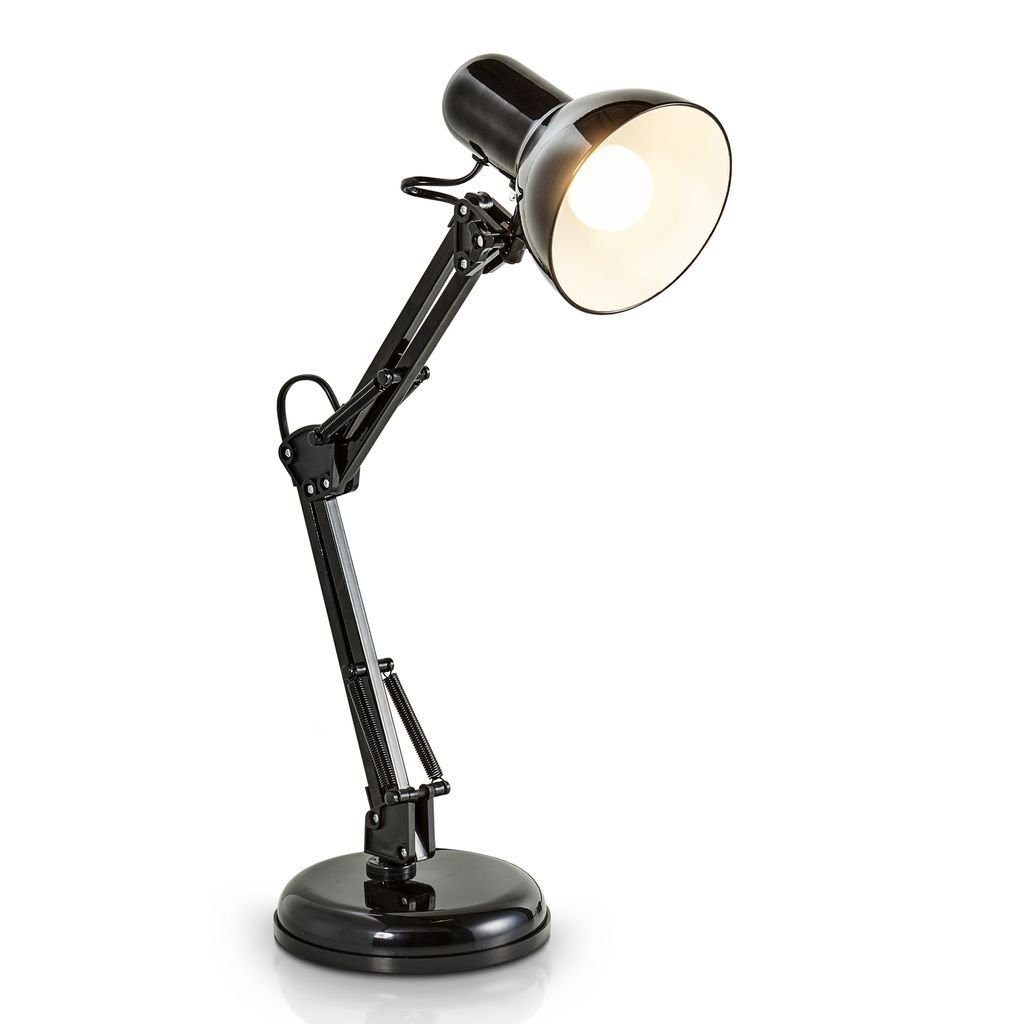 Nachttischleuchte B.K.Licht Schreibtischlampe Tischleuchte Metall 40W - ohne Retro BKL1080, Leselampe E14 Schwarz max. Leuchtmittel,