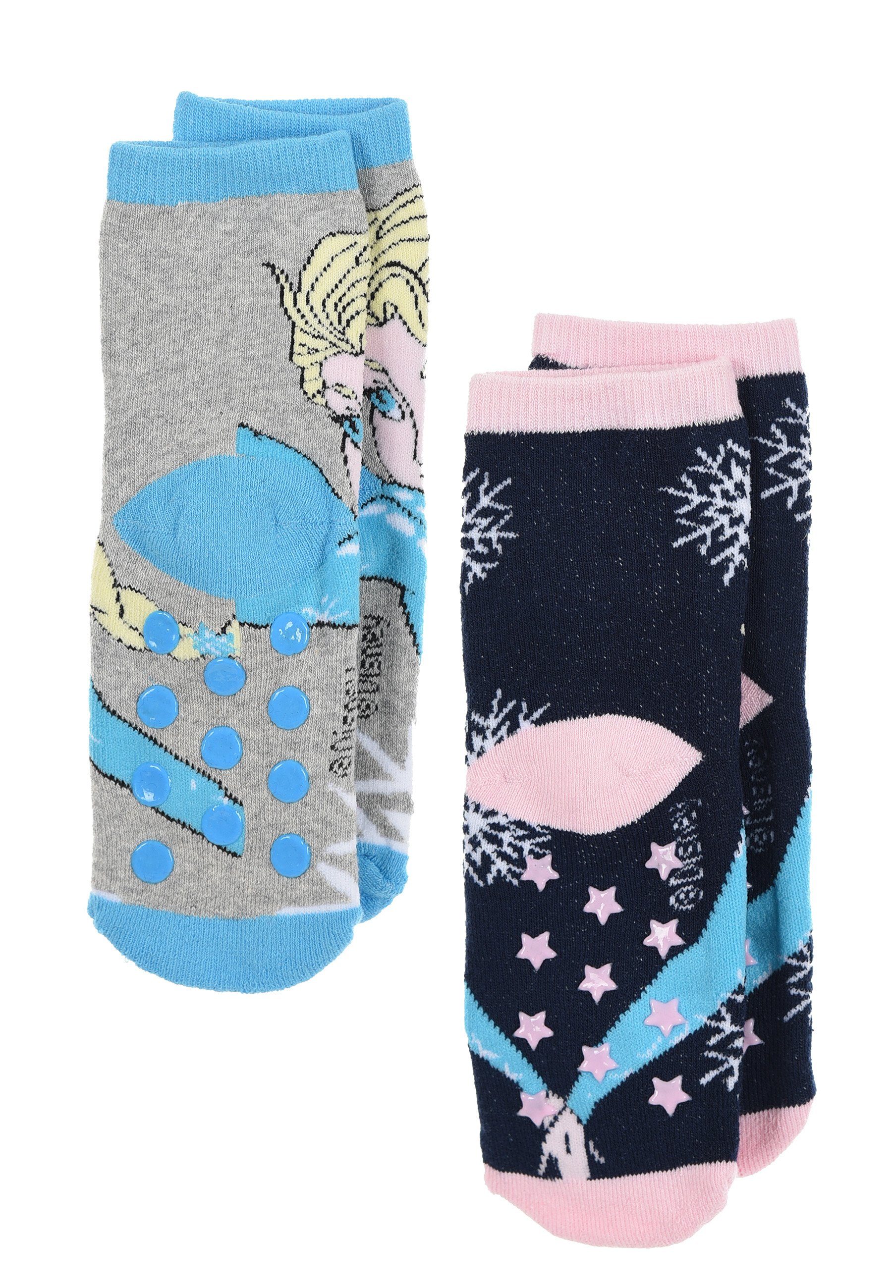 Disney Frozen ABS-Socken Eiskönigin Kinder Mädchen Socken 2 Paar Gumminoppen Stopper-Socken Strümpfe (2-Paar) mit anti-rutsch Noppen