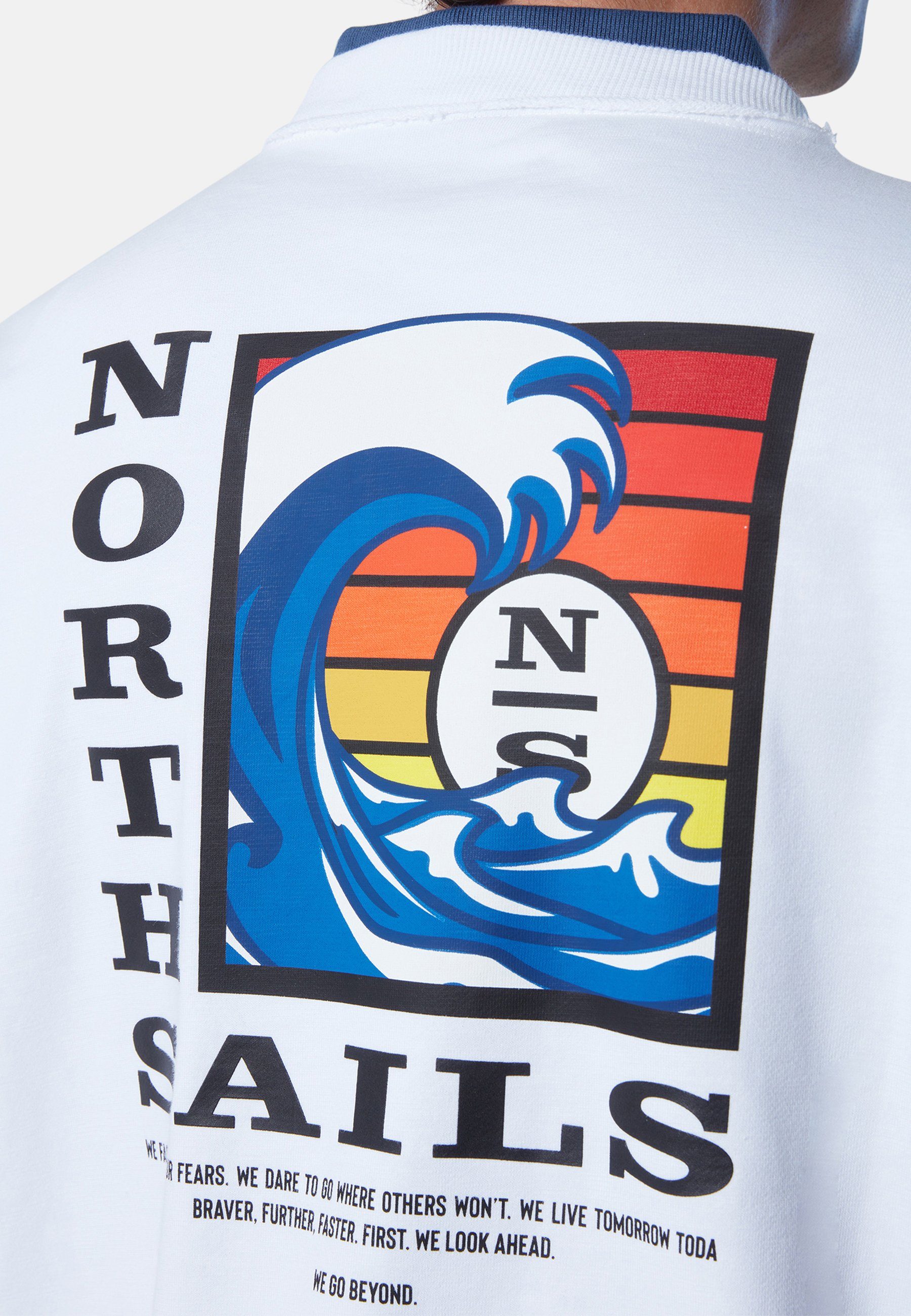 weiss Sails Grafik-Print North Fleecepullover Sweatshirt mit