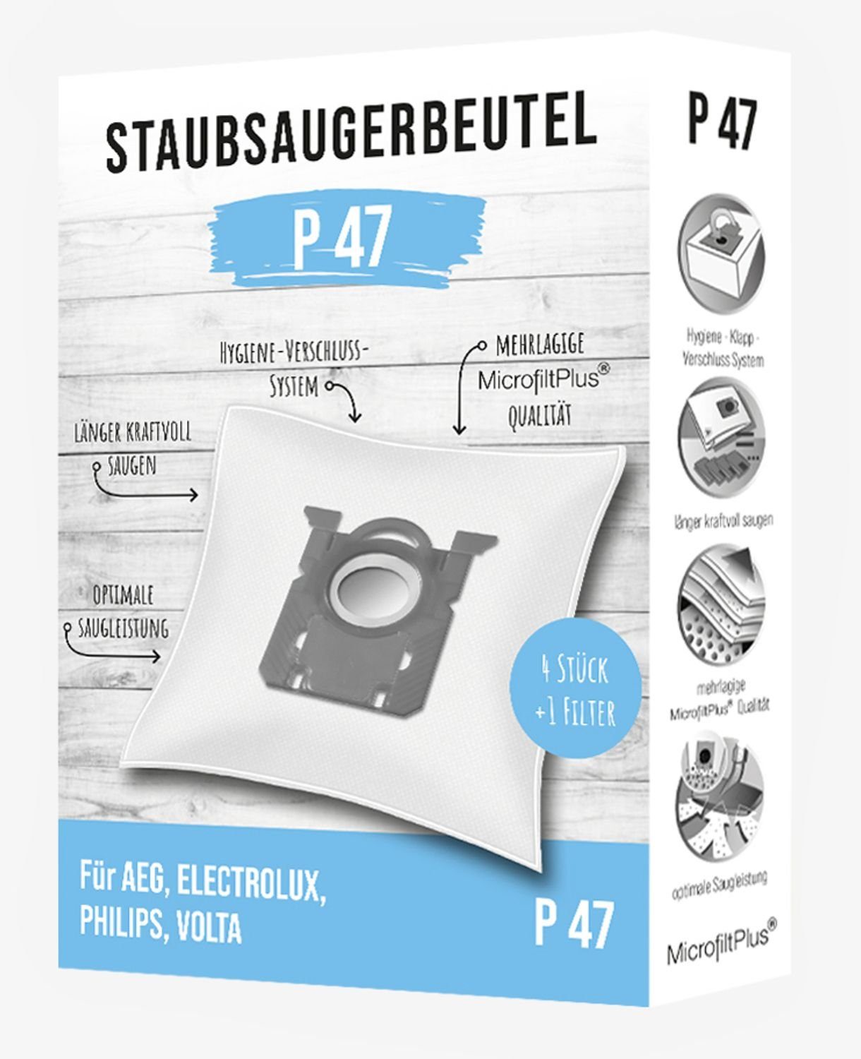 Stück Packung 20 P47 Staubsaugerbeutel Staubsaugerbeutel 5x 4er Faltschachtel BURI Ersatz