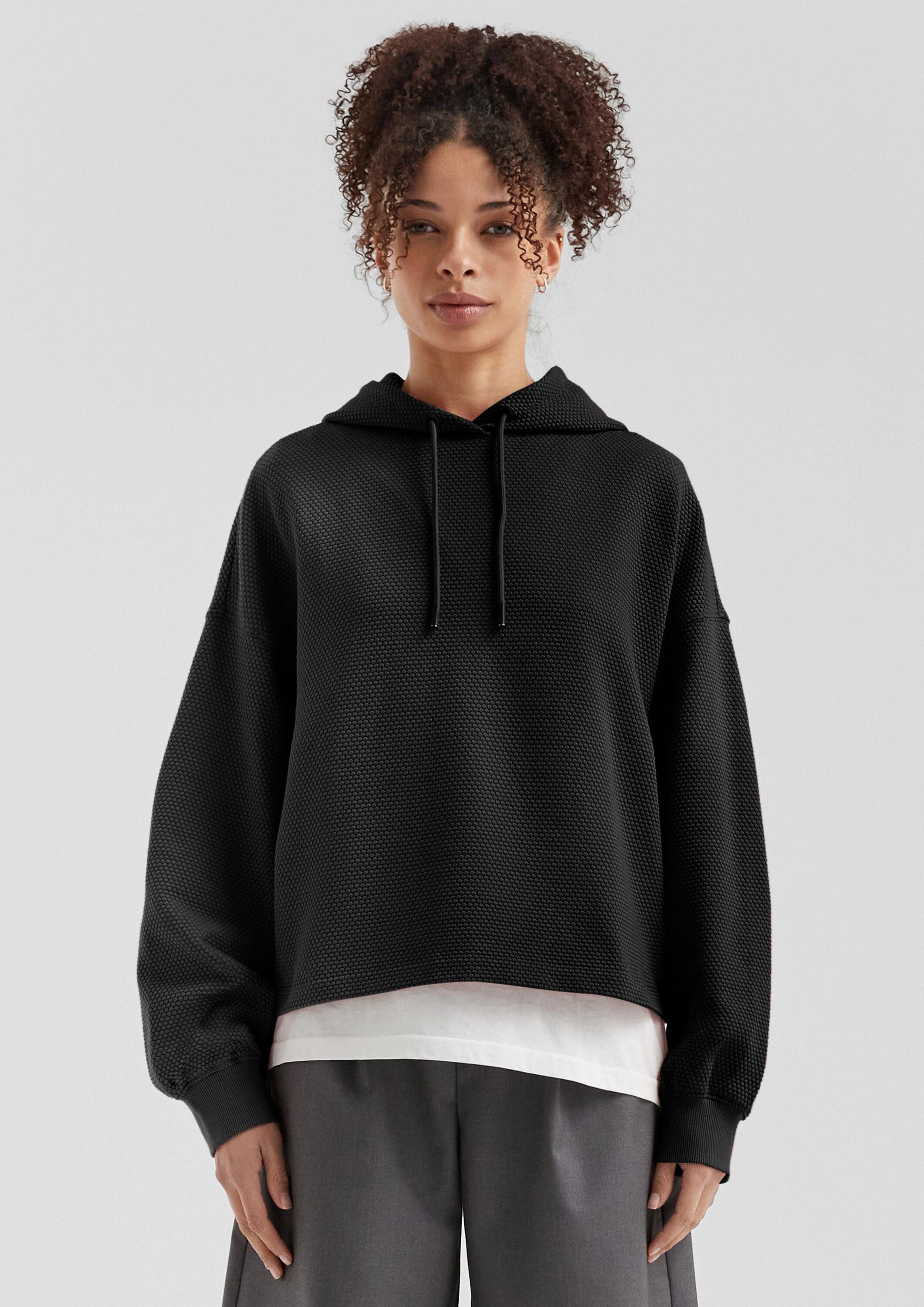 QS Sweatshirt Sweatshirt Sweatshirt mit Strukturmuster und Kapuze günstig online kaufen