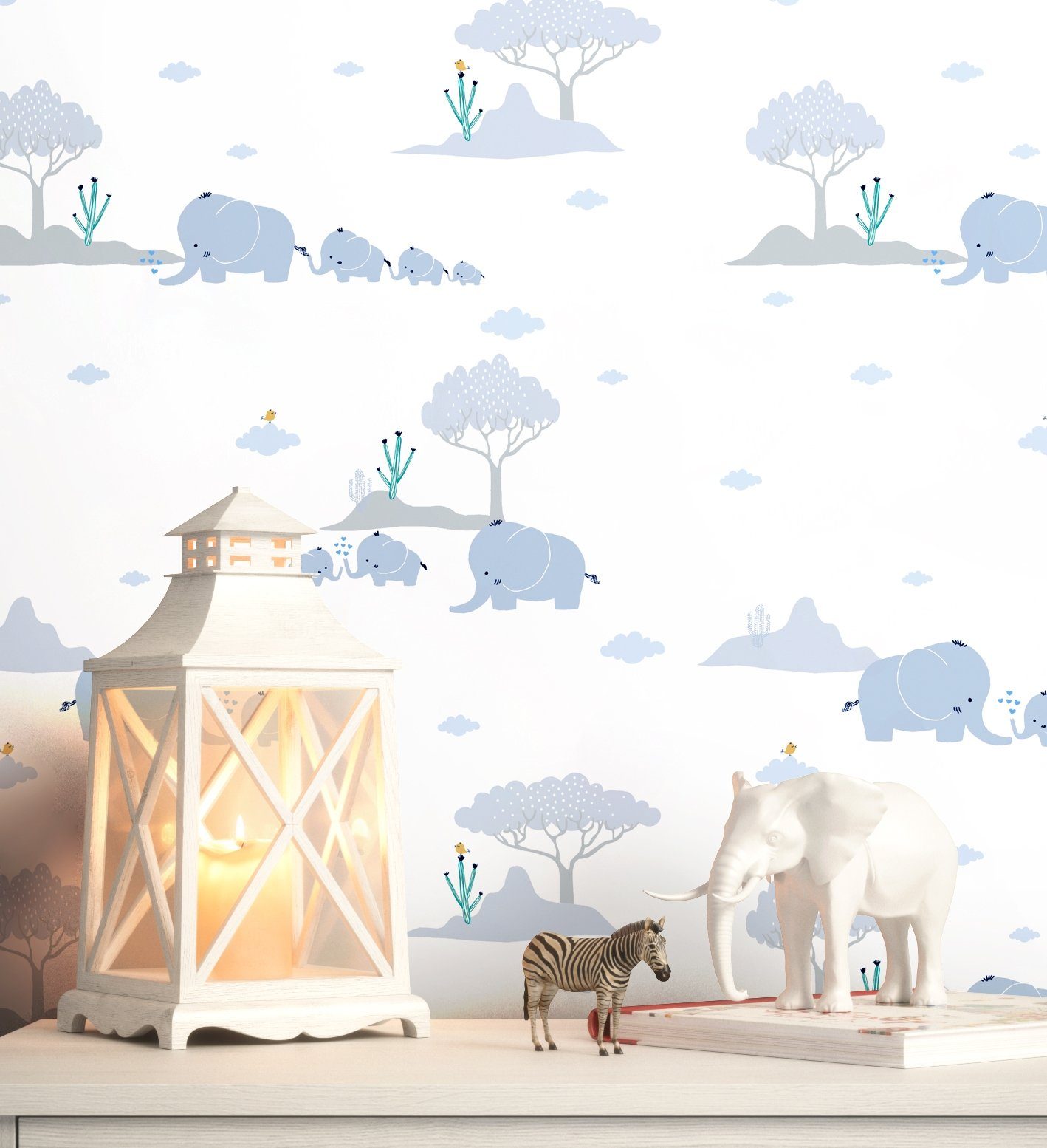 Newroom Vliestapete, Blau Tapete Kinder Tiere günstig online kaufen