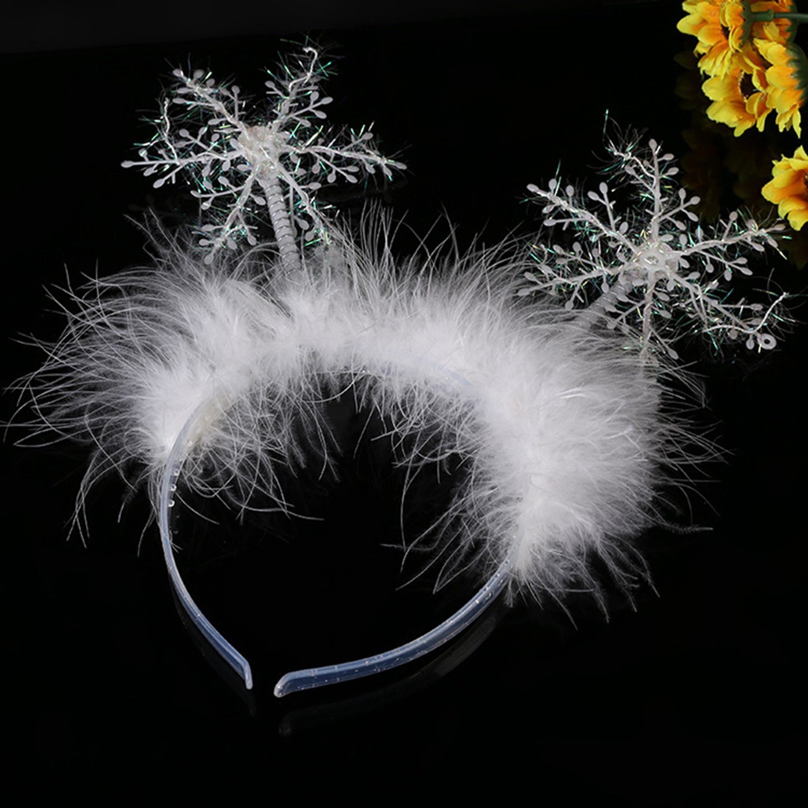 Rutaqian Haarband Weihnachten Kopfbedeckung Schneeflocke Haarband, Niedliche Party-Requisiten Schneeflocken-Mädchen-Weihnachtskopfschmuck, Plüsch-Weihnachtsstirnband