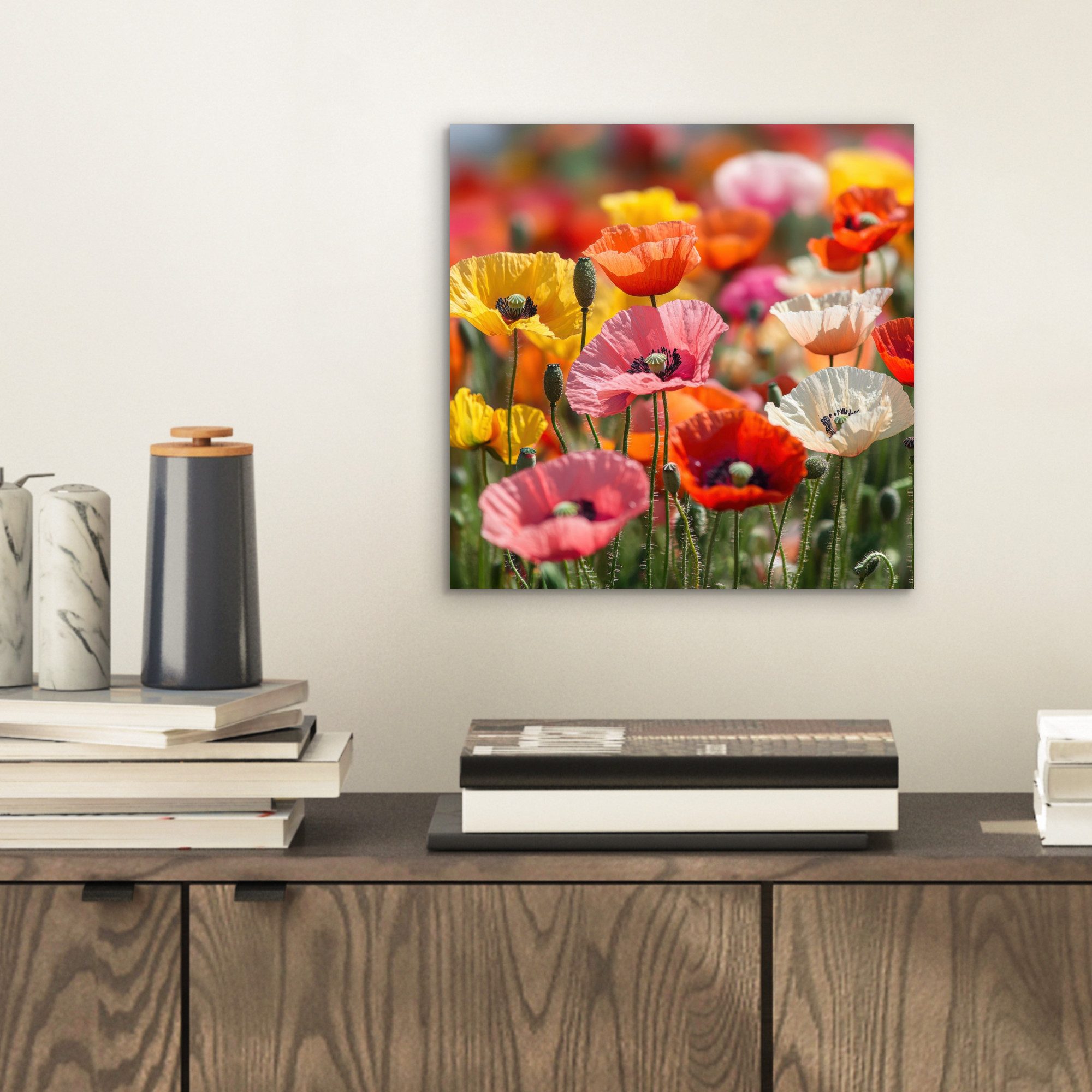 MuchoWow Metallbild Blumenfeld - Mohnblumen - günstig online kaufen
