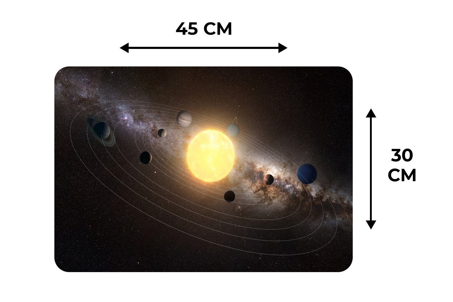 (6-St), der im Platzset, Platzdecken, des Eine Illustration Platzset, mit MuchoWow, Schmutzabweisend Sonnensystems Sonne Tischmatten, Platzmatte, Zentrum,