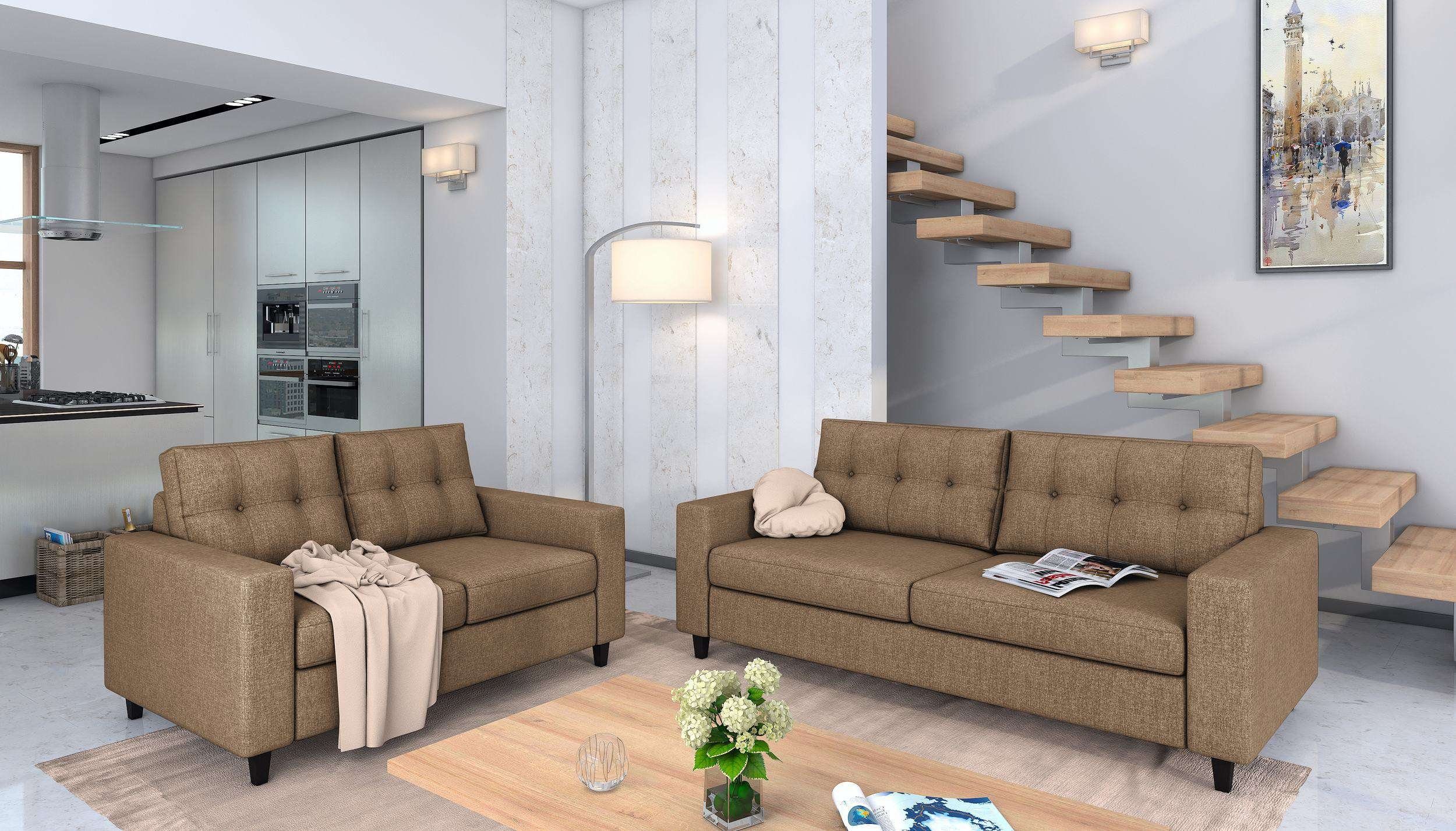 Stylefy Polstergarnitur Linn, (Set (2-tlg), Couchgarnitur), bestehend aus 2-Sitzer Sofa und 3-Sitzer Sofa, Modern Design, mit Armlehnen und Rückenlehne, frei im Raum stellbar | Couchgarnituren