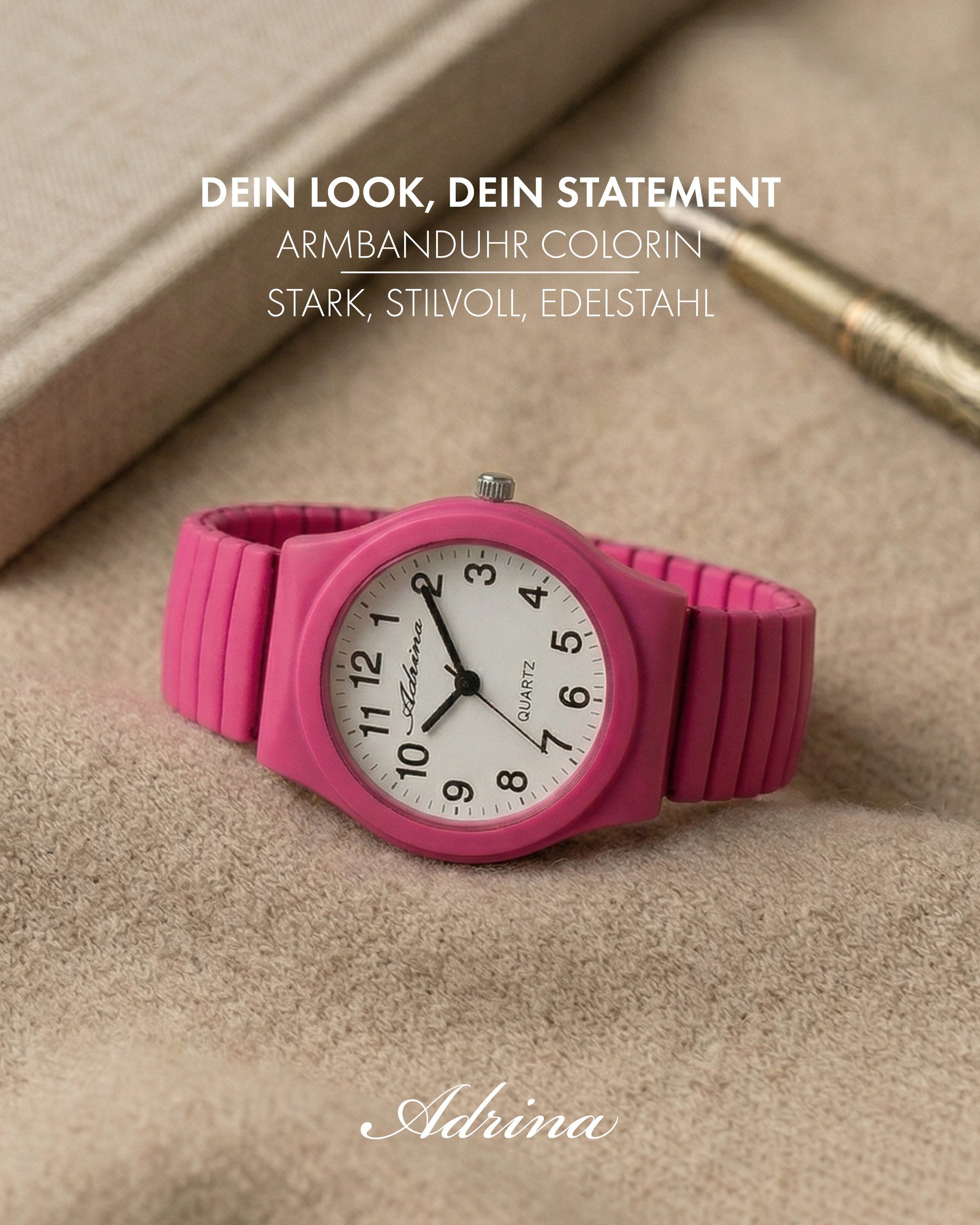 Adrina Quarzuhr Adrina Damenarmbanduhr mit Edelstahlzugband