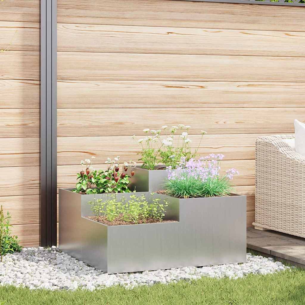 vidaXL Blumentopf Gartenblumentopf Silber 80 x 80 x 48 cm Verzinkter Stahl (1 St)