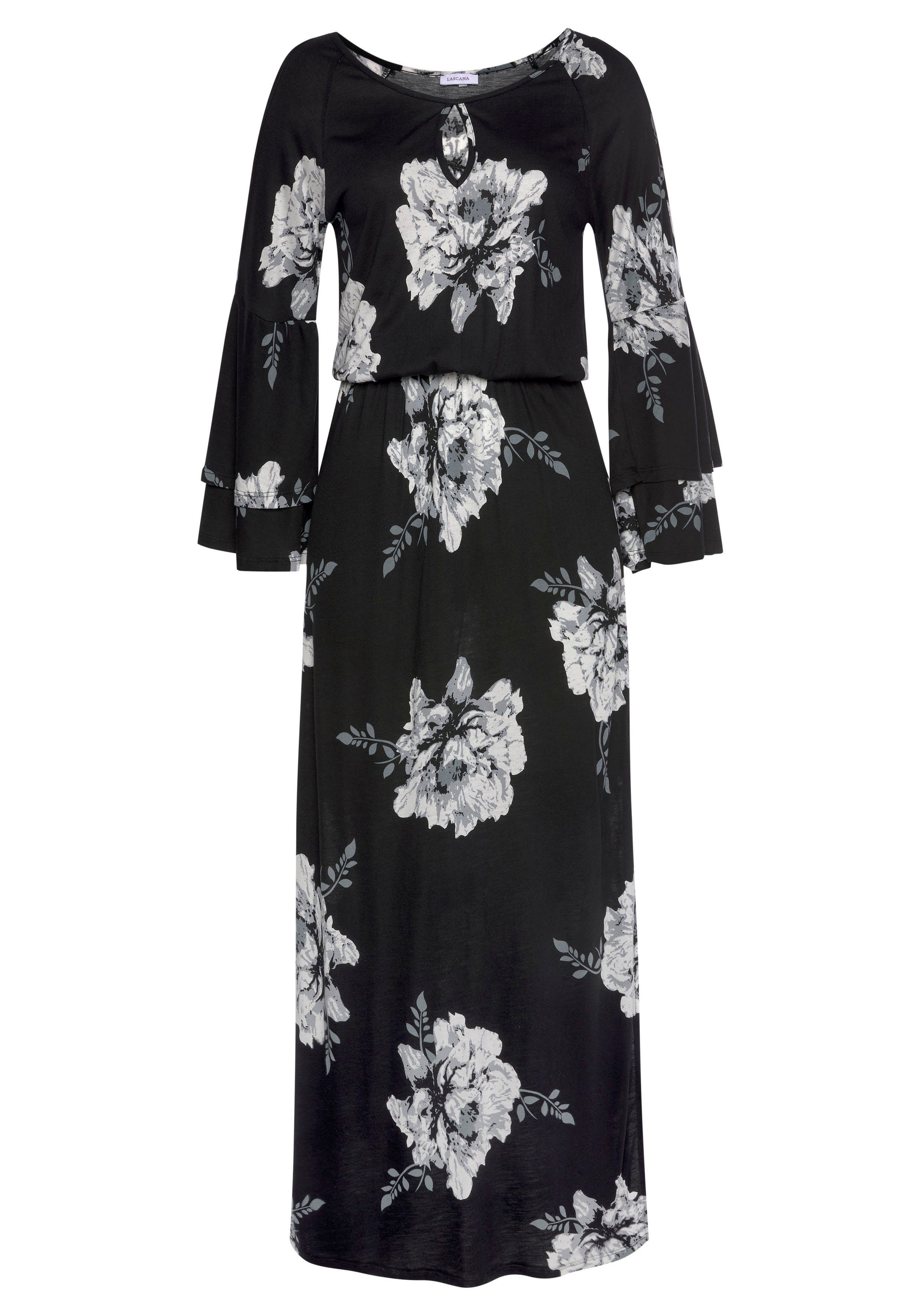LASCANA Maxikleid mit Blumenprint und Schulter-Cut-Outs, günstig online kaufen