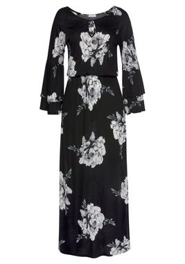 LASCANA Maxikleid mit Blumenprint und Schulter-Cut-Outs, Sommerkleid mit Schlitz