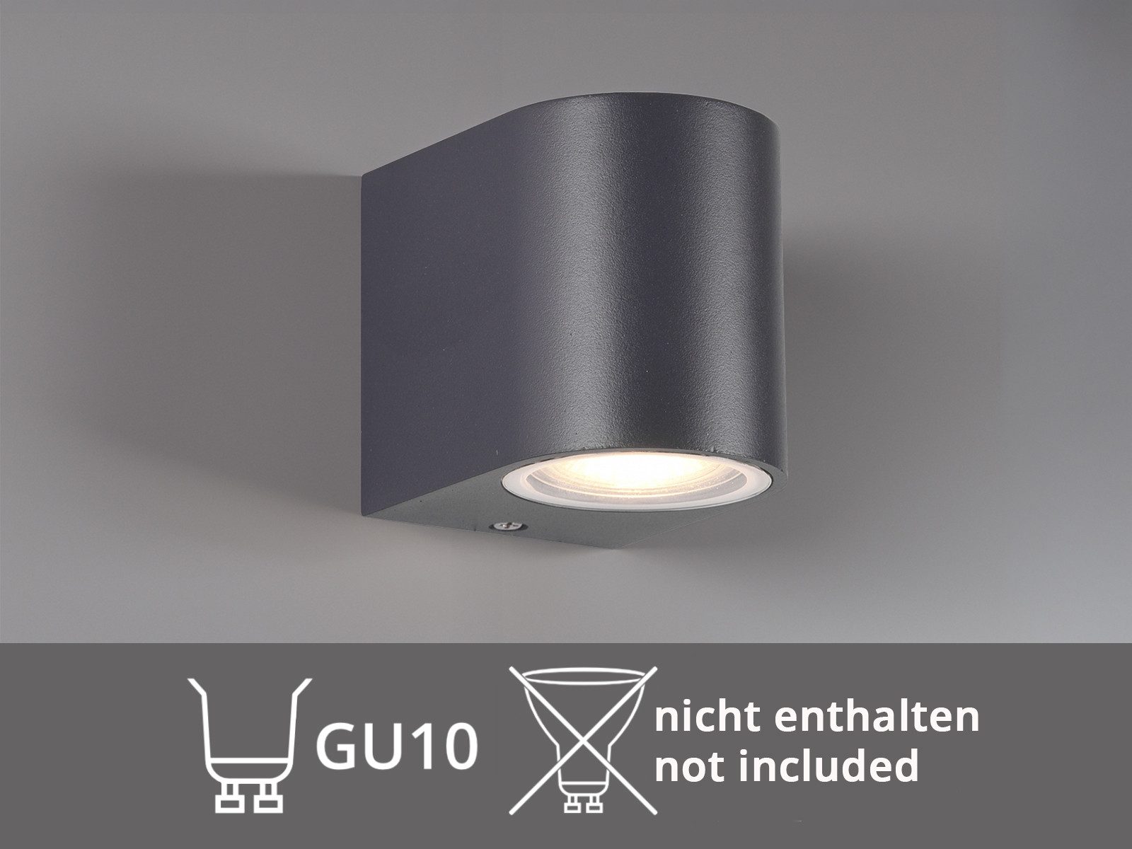 meineWunschleuchte Außen-Wandleuchte Downlight Aluminium Anthrazit, Höhe 8cm, ohne Leuchtmittel, Fassadenbeleuchtung Hauswand, Außenleuchten indirekte Wand-Bele – Bild 5 von 5