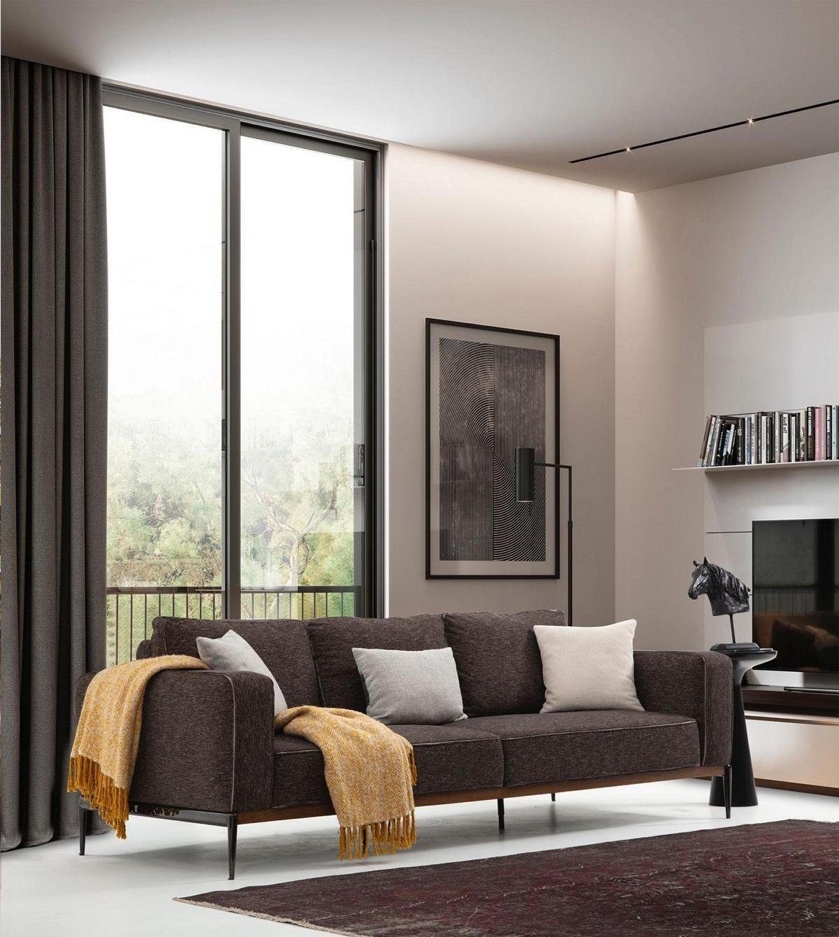 JVmoebel 4-Sitzer Viersitzer Sofa 1 Design Teile, Stoff Europa Sitzer Sofas Wohnzimmer Made Modern Grau, in 4